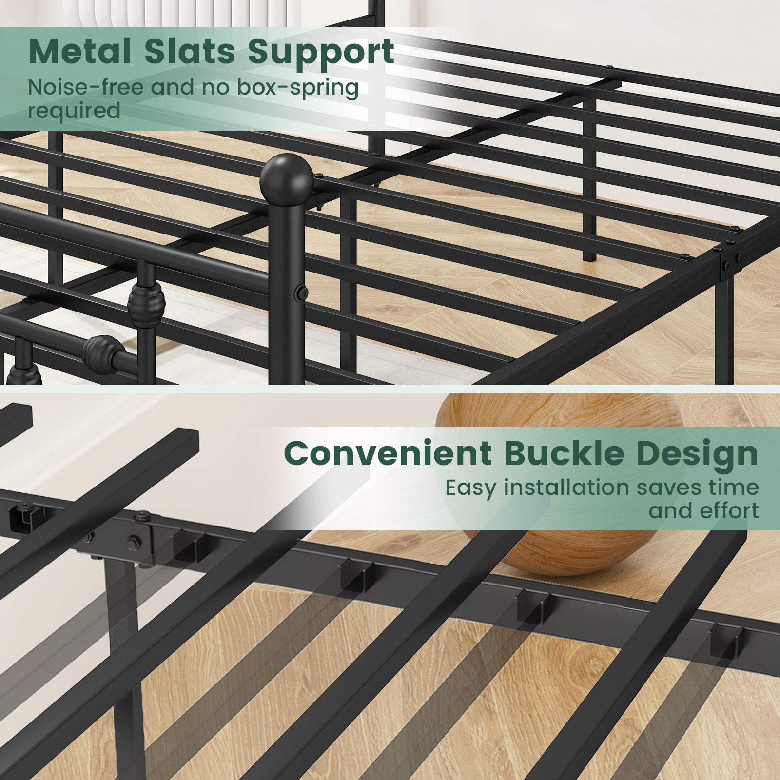 Full/Queen/Twin Size Heavy-duty Metal Bed Frame with Headboard-Full Size, Black Simple Bed Frame at Gallery Canada
