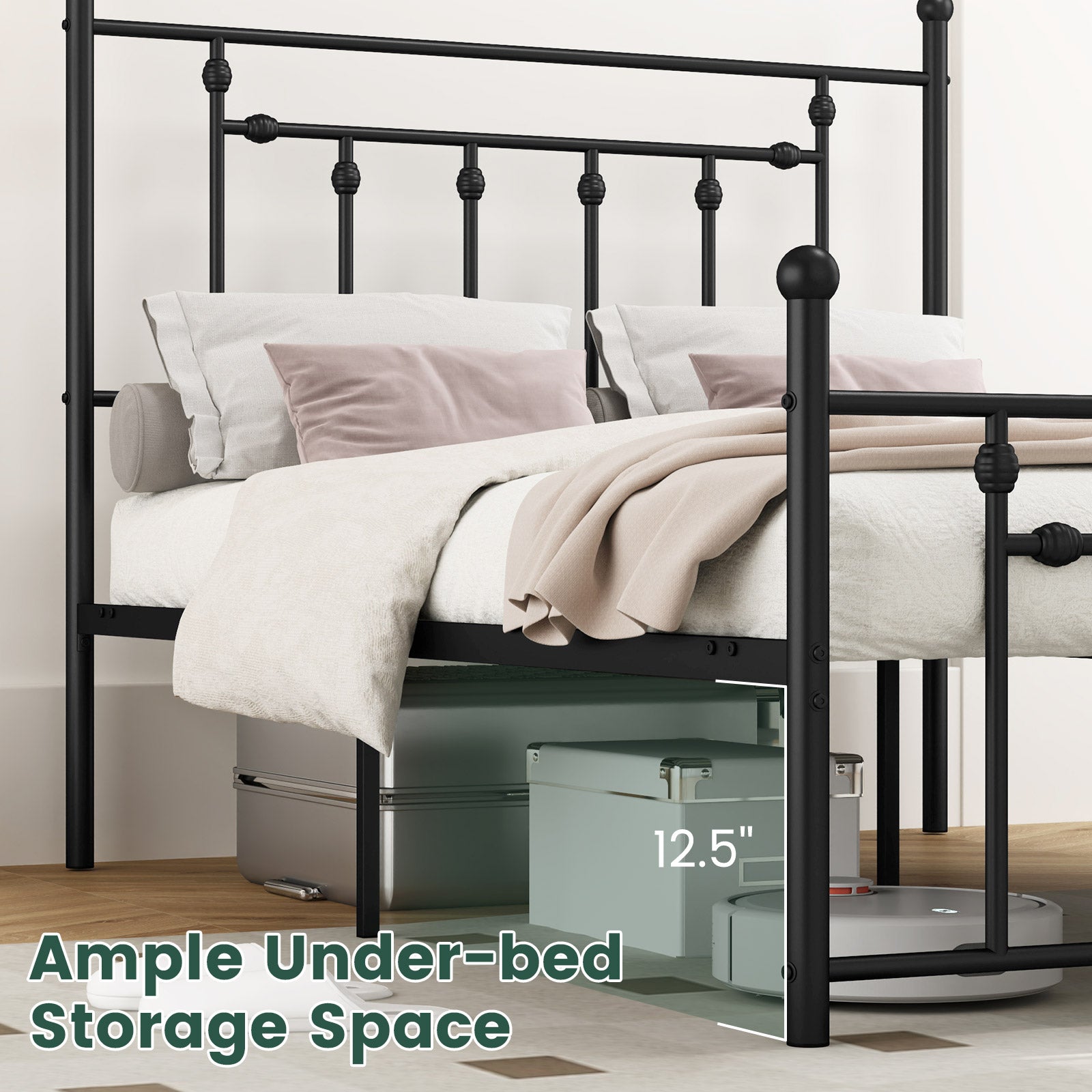 Full/Queen/Twin Size Heavy-duty Metal Bed Frame with Headboard-Full Size, Black Simple Bed Frame at Gallery Canada