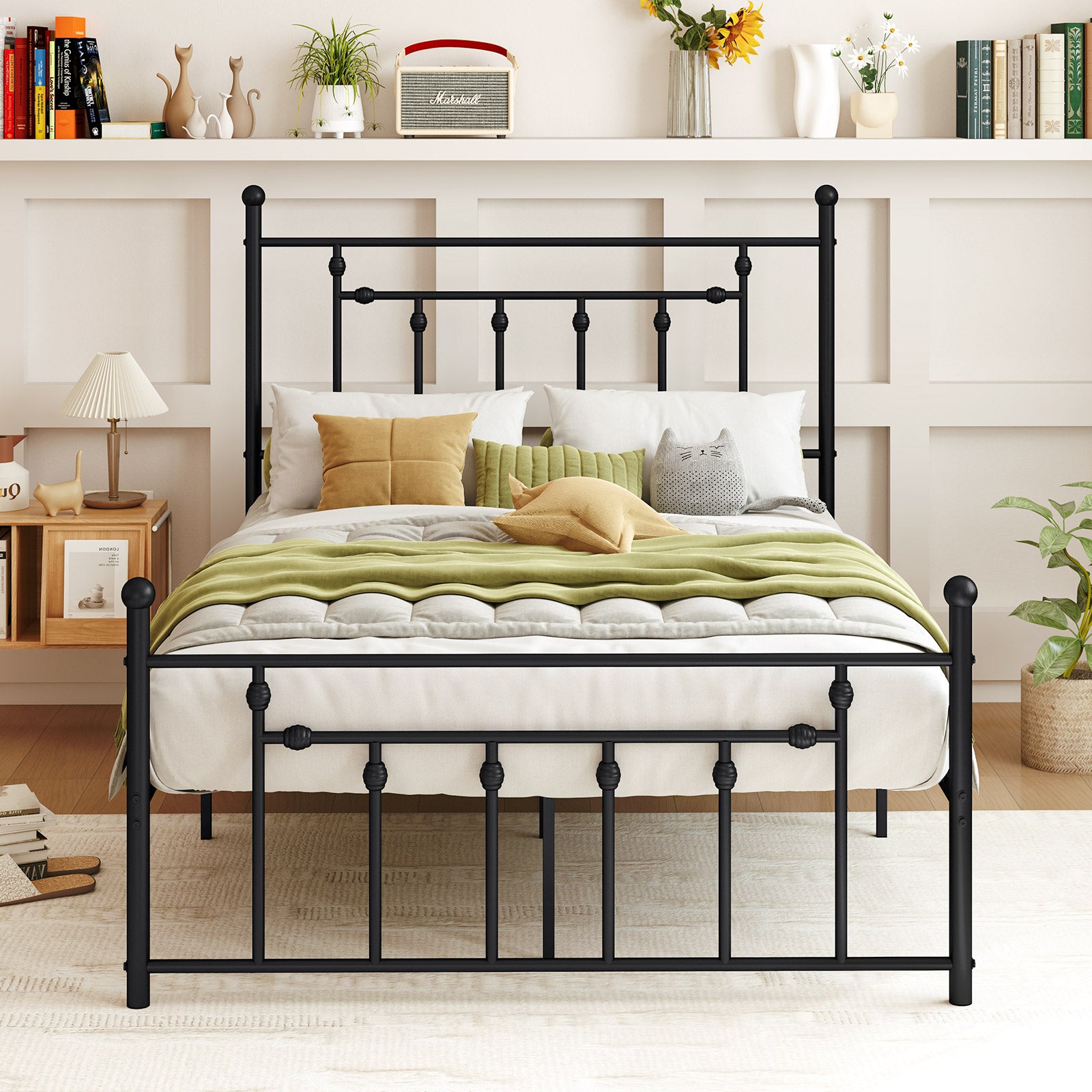 Full/Queen/Twin Size Heavy-duty Metal Bed Frame with Headboard-Full Size, Black Simple Bed Frame at Gallery Canada