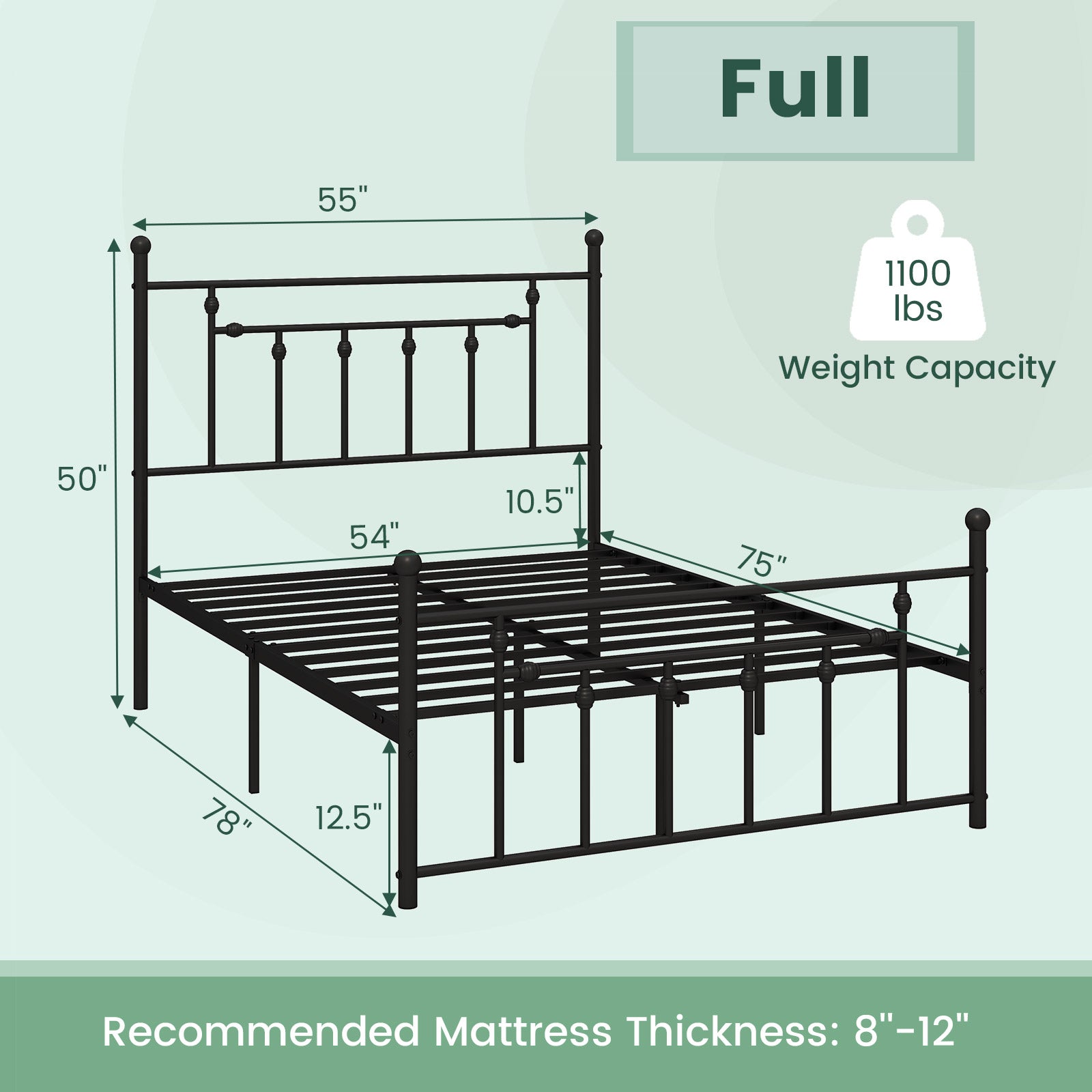 Full/Queen/Twin Size Heavy-duty Metal Bed Frame with Headboard-Full Size, Black Simple Bed Frame at Gallery Canada