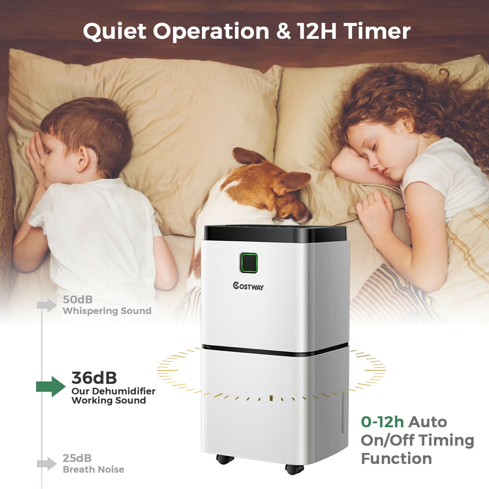 30 Pints 1500 Sq. ft Dehumidifier for Medium to Large Room with Indicator, White Dehumidifiers at Gallery Canada