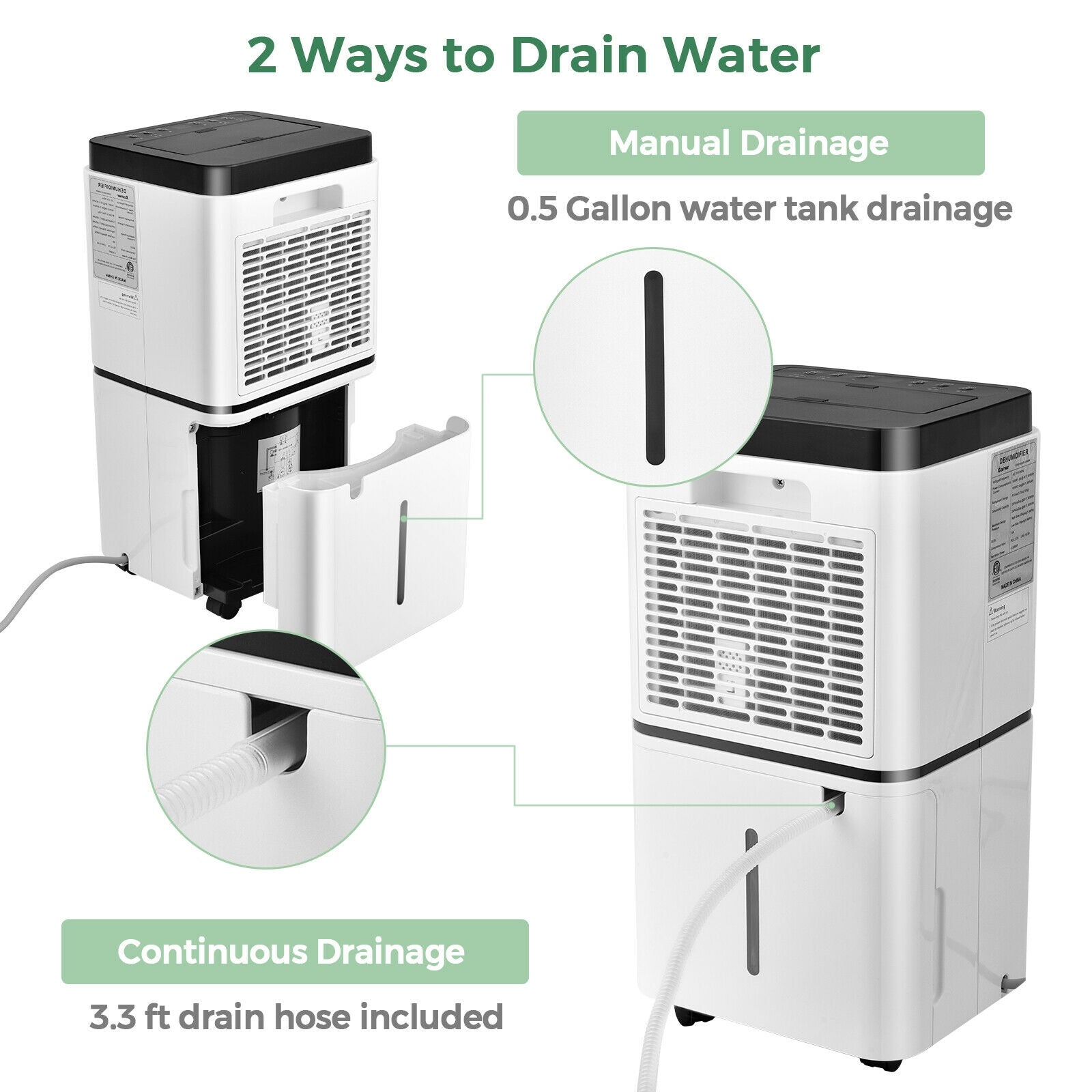 30 Pints 1500 Sq. ft Dehumidifier for Medium to Large Room with Indicator, White Dehumidifiers at Gallery Canada