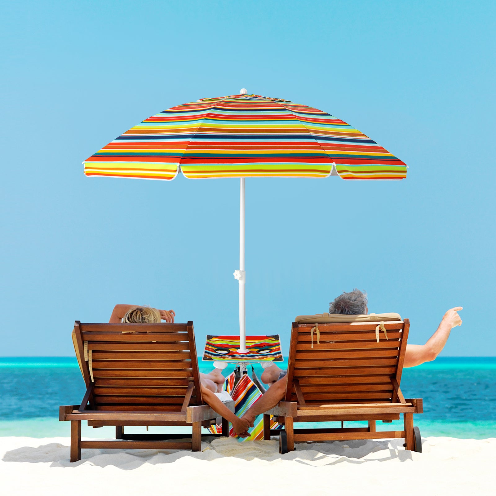 6.5 Feet Patio Beach Umbrella with Waterproof Polyester Fabric, Orange Outdoor Umbrellas at Gallery Canada
