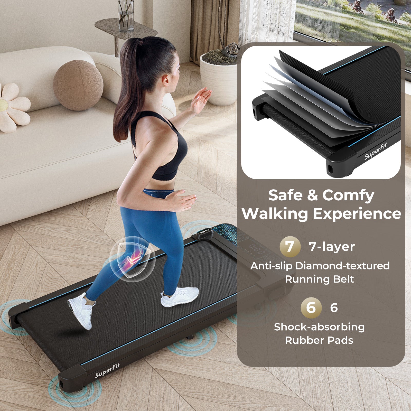 Walking Pad with 300 lbs Weight Capacity and Remote Control for Home, Black Treadmills at Gallery Canada