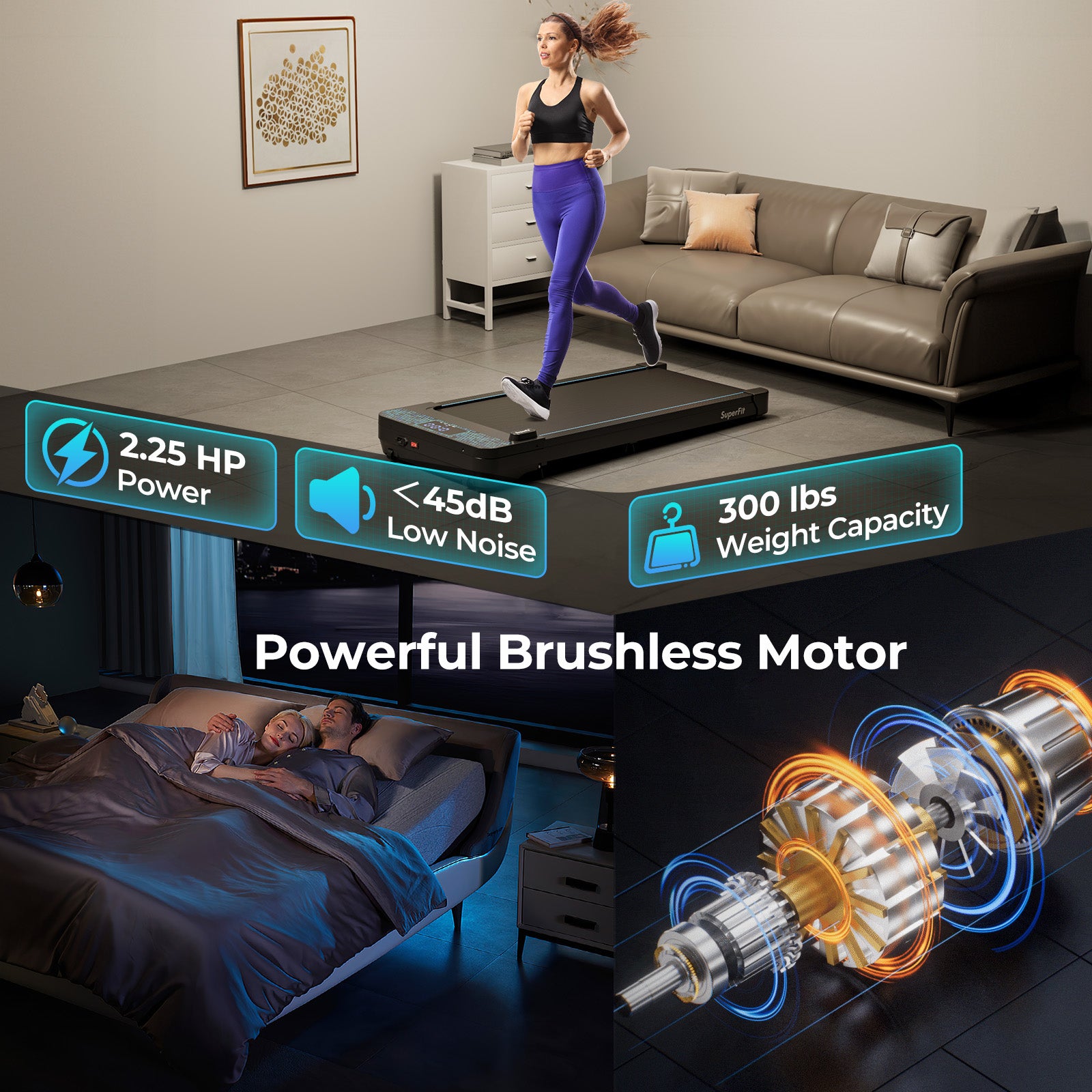 Walking Pad with 300 lbs Weight Capacity and Remote Control for Home, Black Treadmills at Gallery Canada