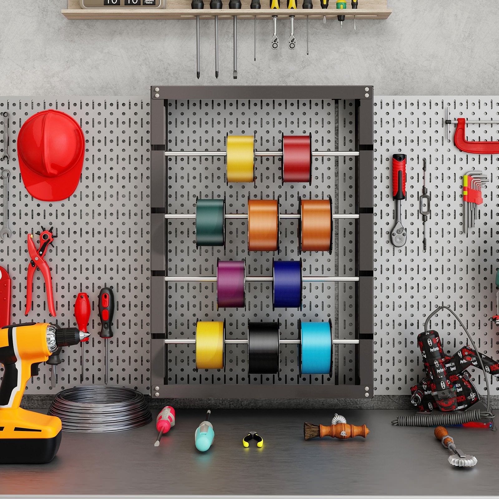 Wire Spool Rack with 4 Rods for Electrical Industrial and Retail Use, Gray Garages at Gallery Canada