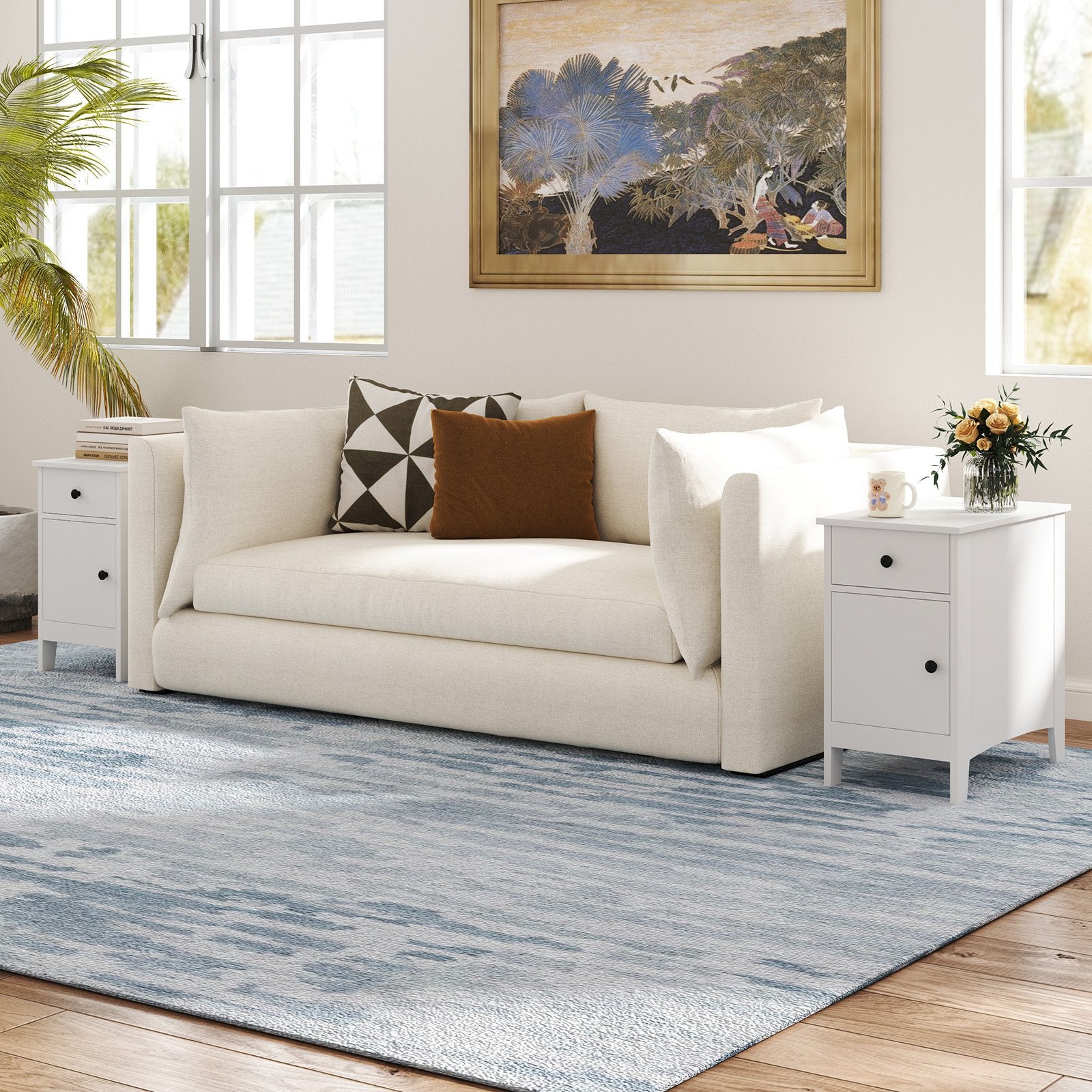 Flip Top End Table with Charging Station USB Ports Outlets and Drawer, White Nightstands at Gallery Canada