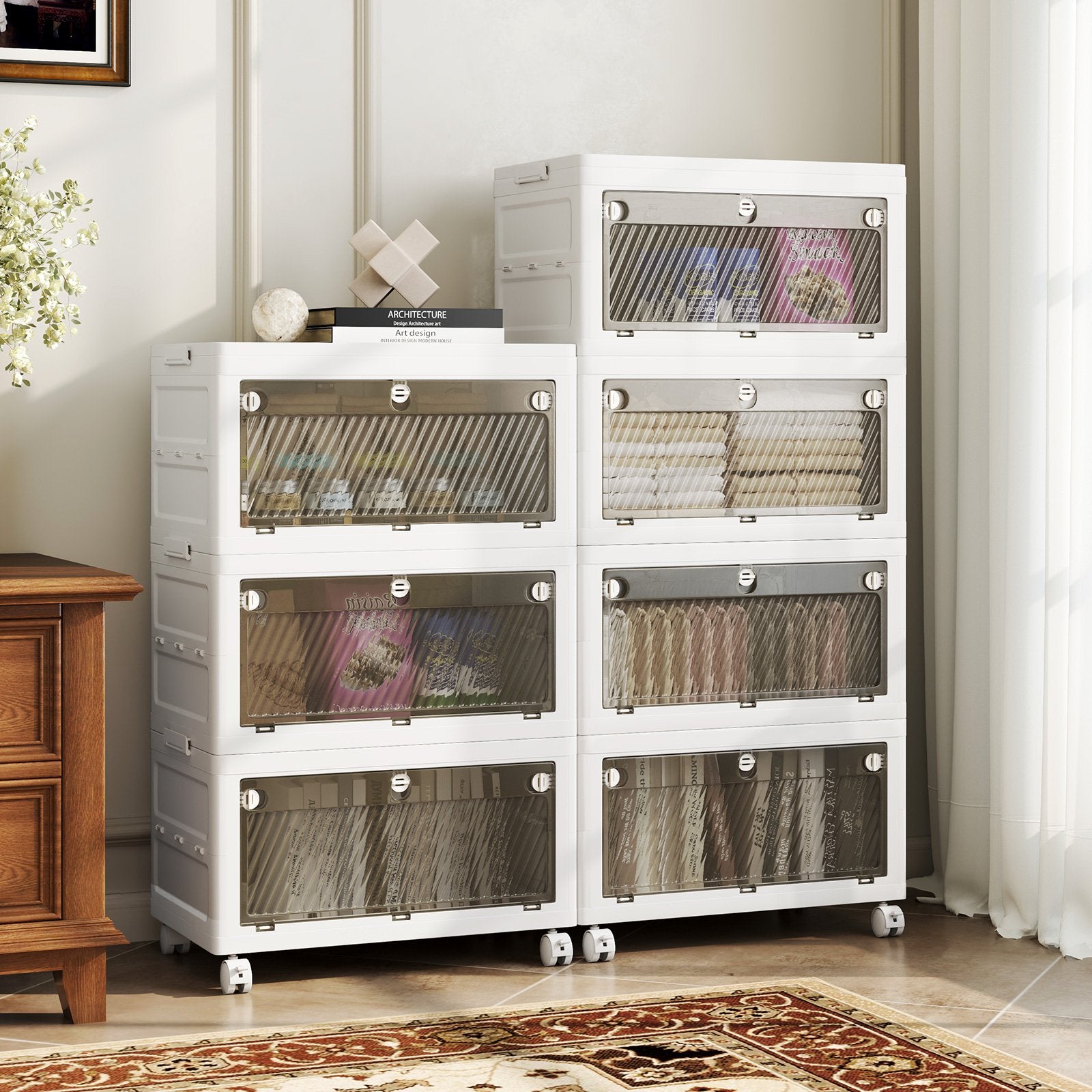 33 Gal 3-Pack Stackable Plastic Storage Bins with Lid for Bedroom Living Room, White Cabinets & Chests at Gallery Canada
