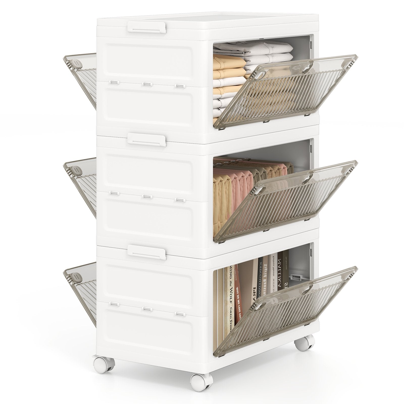 33 Gal 3-Pack Stackable Plastic Storage Bins with Lid for Bedroom Living Room, White Cabinets & Chests White at Gallery Canada