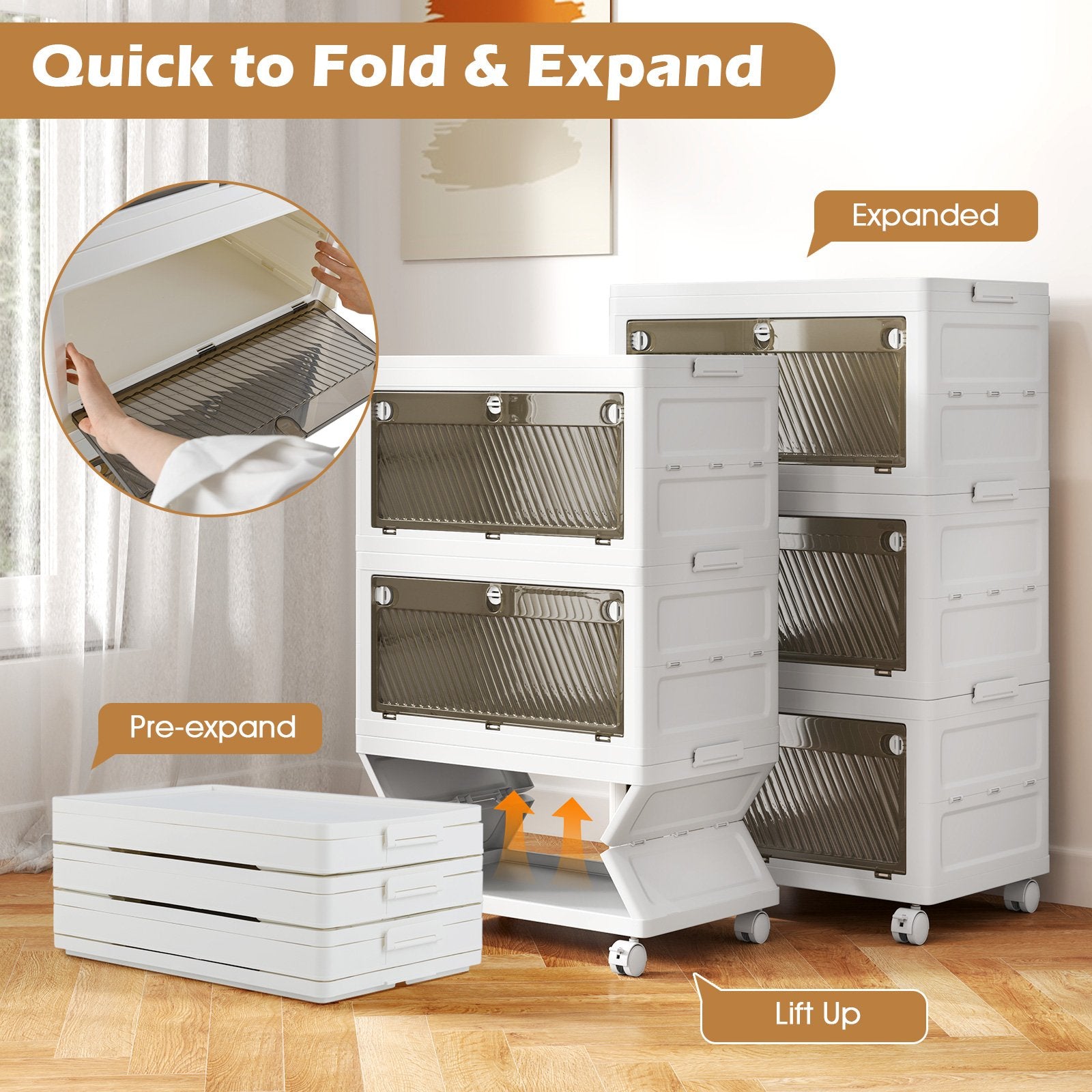 33 Gal 3-Pack Stackable Plastic Storage Bins with Lid for Bedroom Living Room, White Cabinets & Chests at Gallery Canada