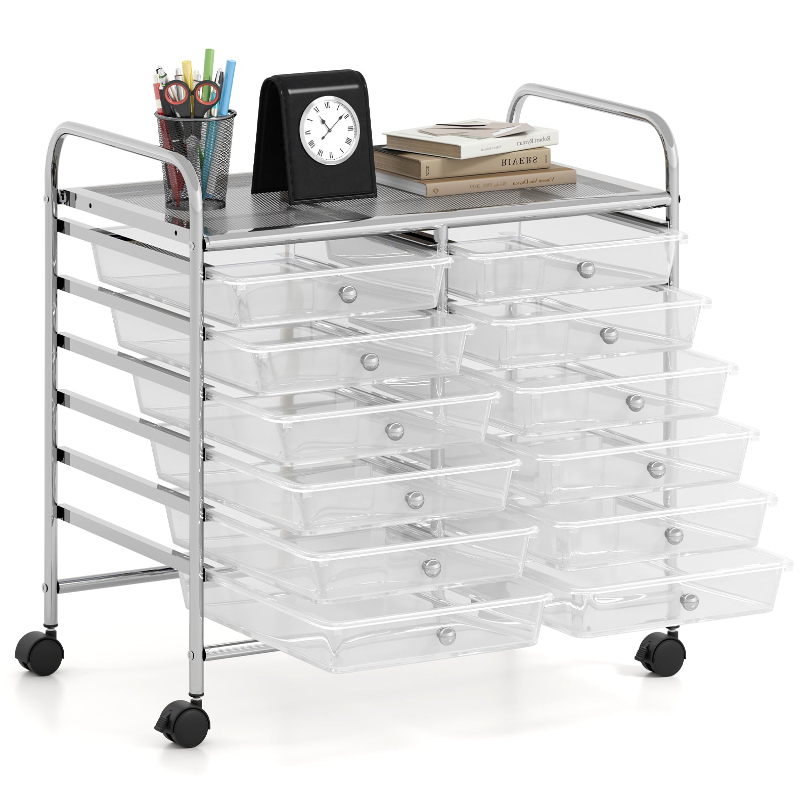 12 Drawers Rolling Storage Cart for Home and Office, Transparent File Cabinets at Gallery Canada