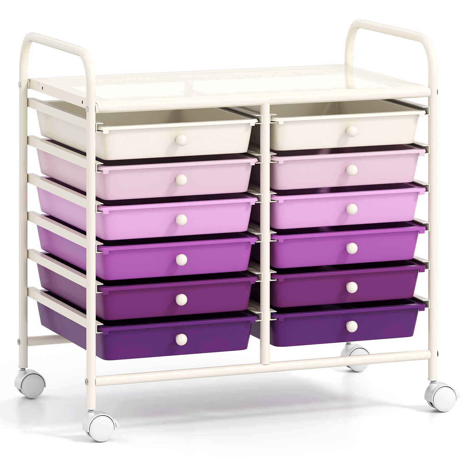 12 Drawers Rolling Storage Cart for Home and Office, Purple File Cabinets Purple at Gallery Canada