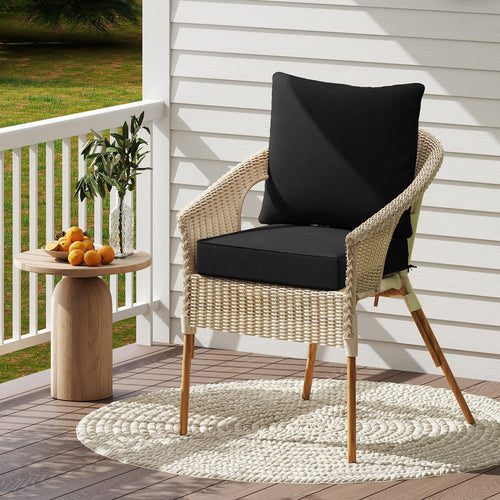 Deep Seat Chair Cushion Pads Set with Rope Belts for Indoor and Outdoor, Black