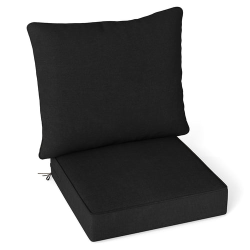 Deep Seat Chair Cushion Pads Set with Rope Belts for Indoor and Outdoor, Black