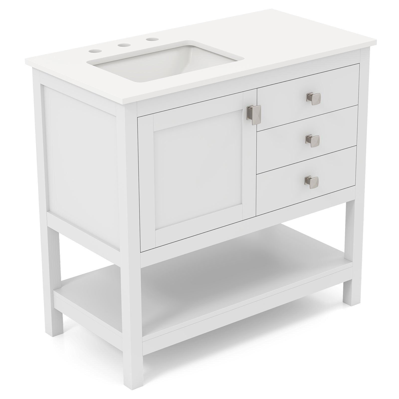 Freestanding Bathroom Vanity Unit with Basin Floor Storage Cabinet, White Floor Cabinets White at Gallery Canada