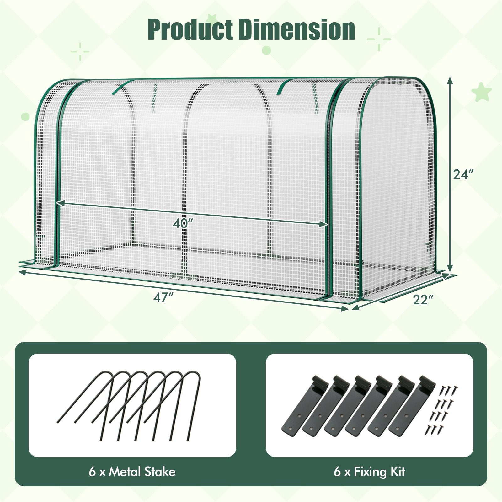 Mini Tunnel Greenhouse with Roll-up Zipper Door, White Greenhouses at Gallery Canada
