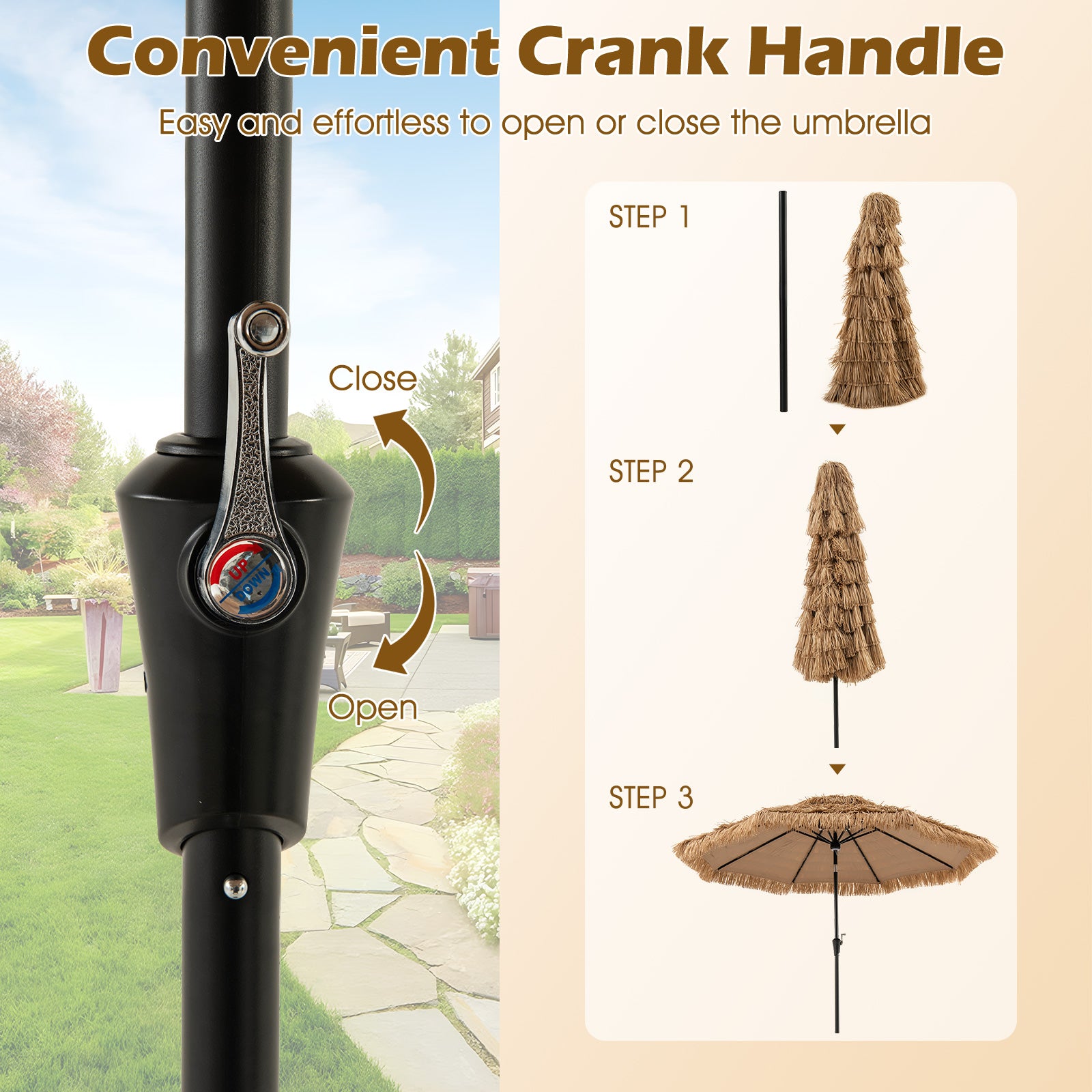 10 Feet Hawaiian Style Solar Lighted Thatched Tiki Patio Umbrella Outdoor Umbrellas at Gallery Canada