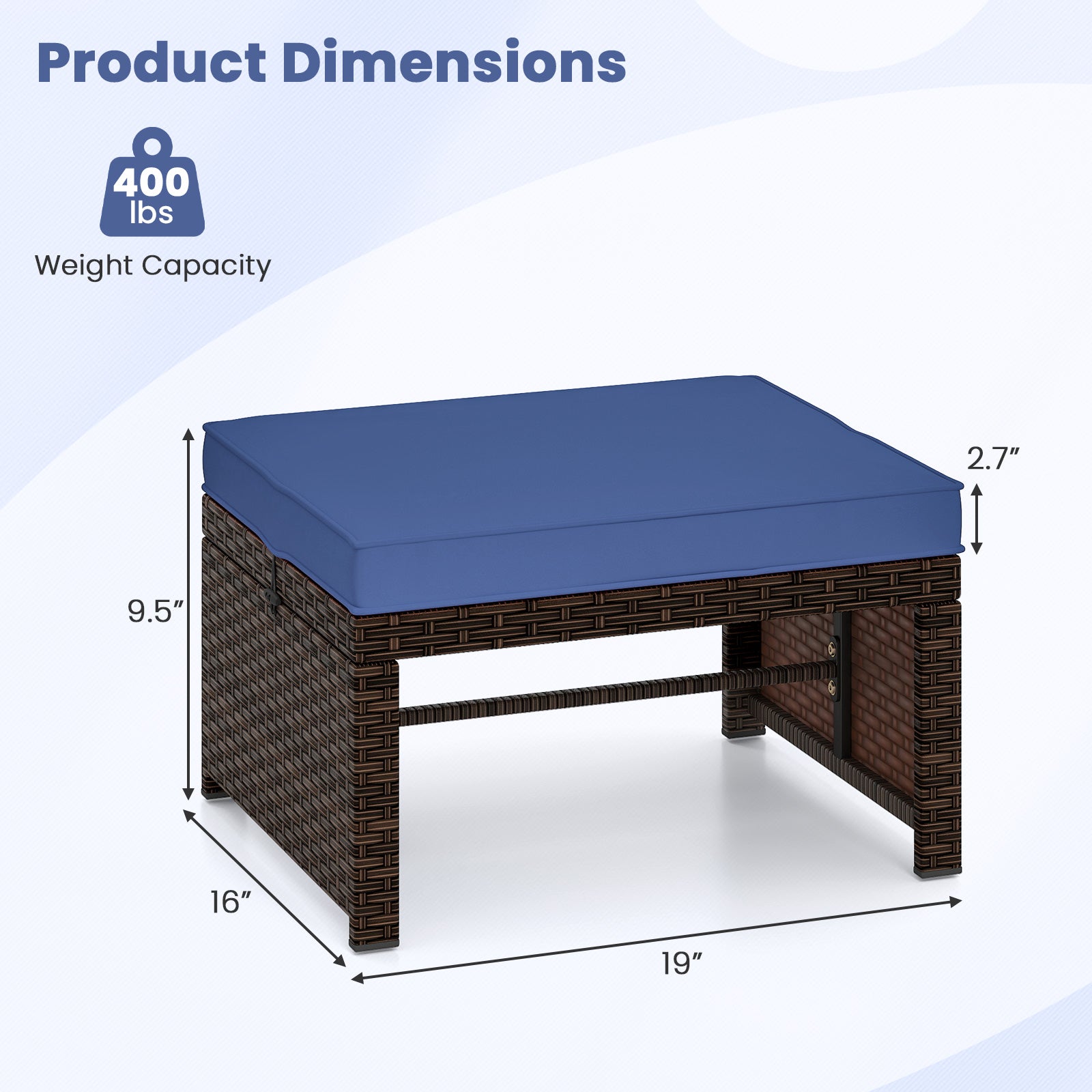 Multipurpose Outdoor 2 Pieces Patio PE Rattan Ottomans Footstool, Navy Outdoor Seating & Patio Chairs at Gallery Canada