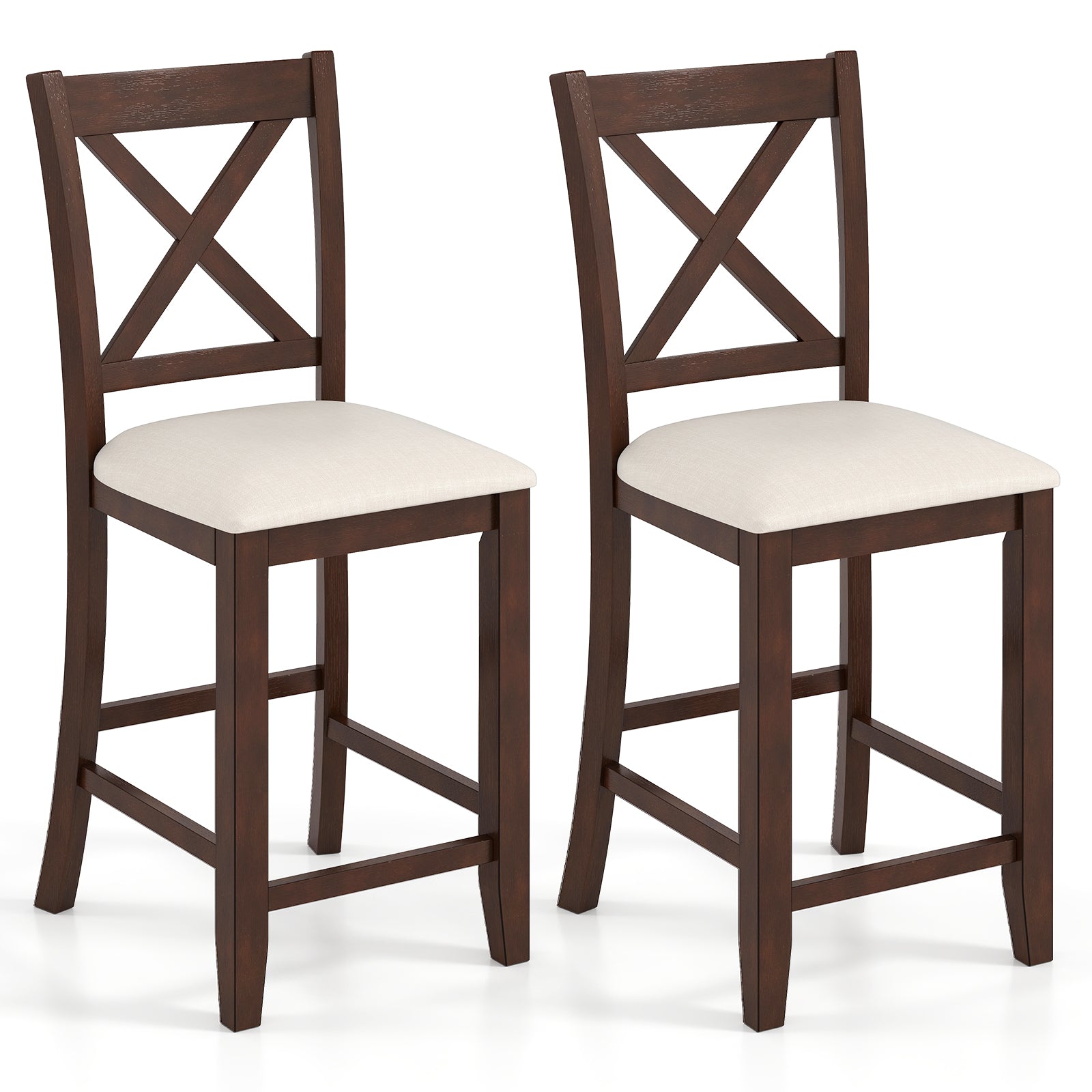Modern Farmhouse Counter Height Stools with Footrest and Cushion, Walnut Bar Stools Walnut at Gallery Canada