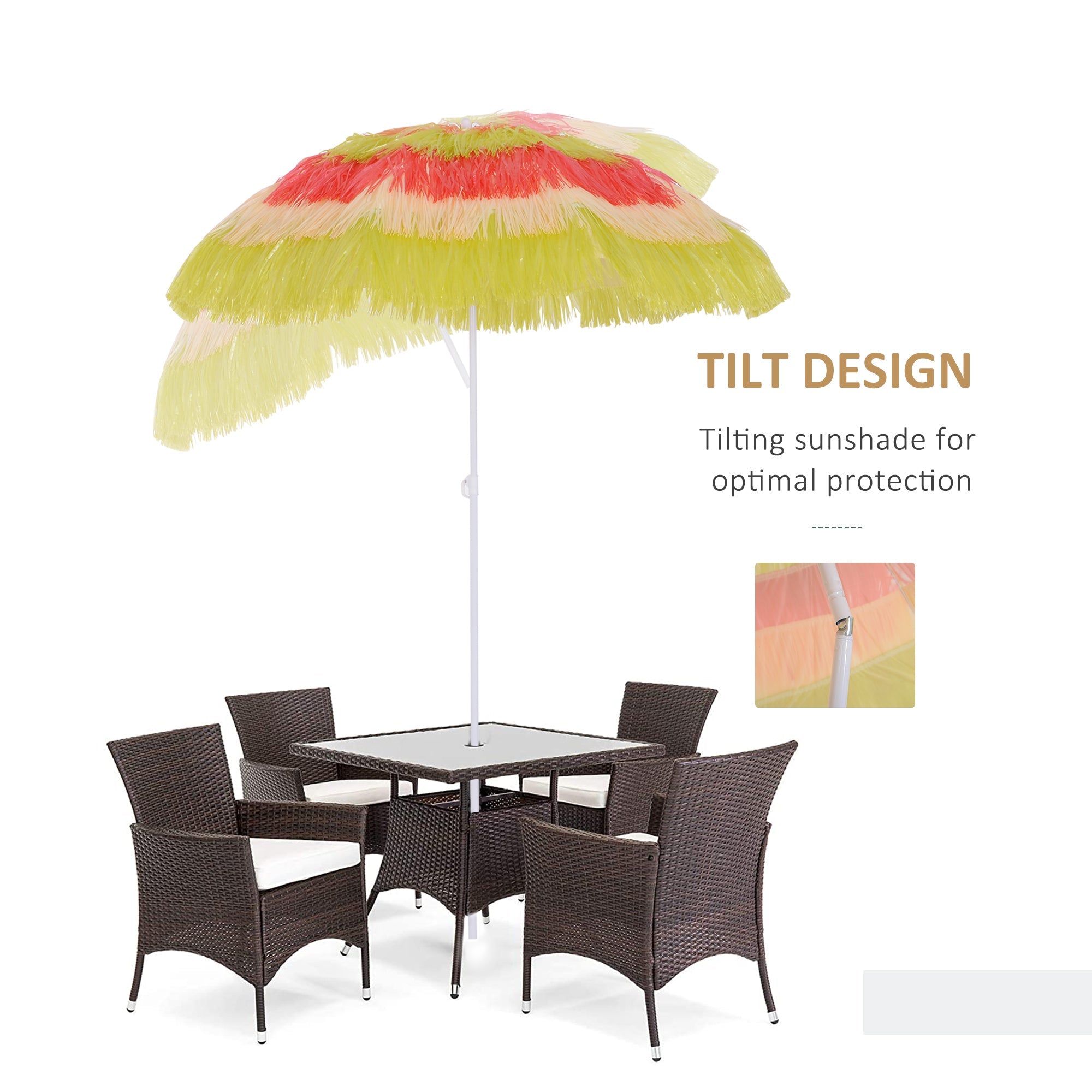 6FT Beach Umbrella Tilt Sunshade Height Adjustable Outdoor Market Patio Yard Crank Deck Sun Shade, Multi-color Beach Umbrellas   at Gallery Canada