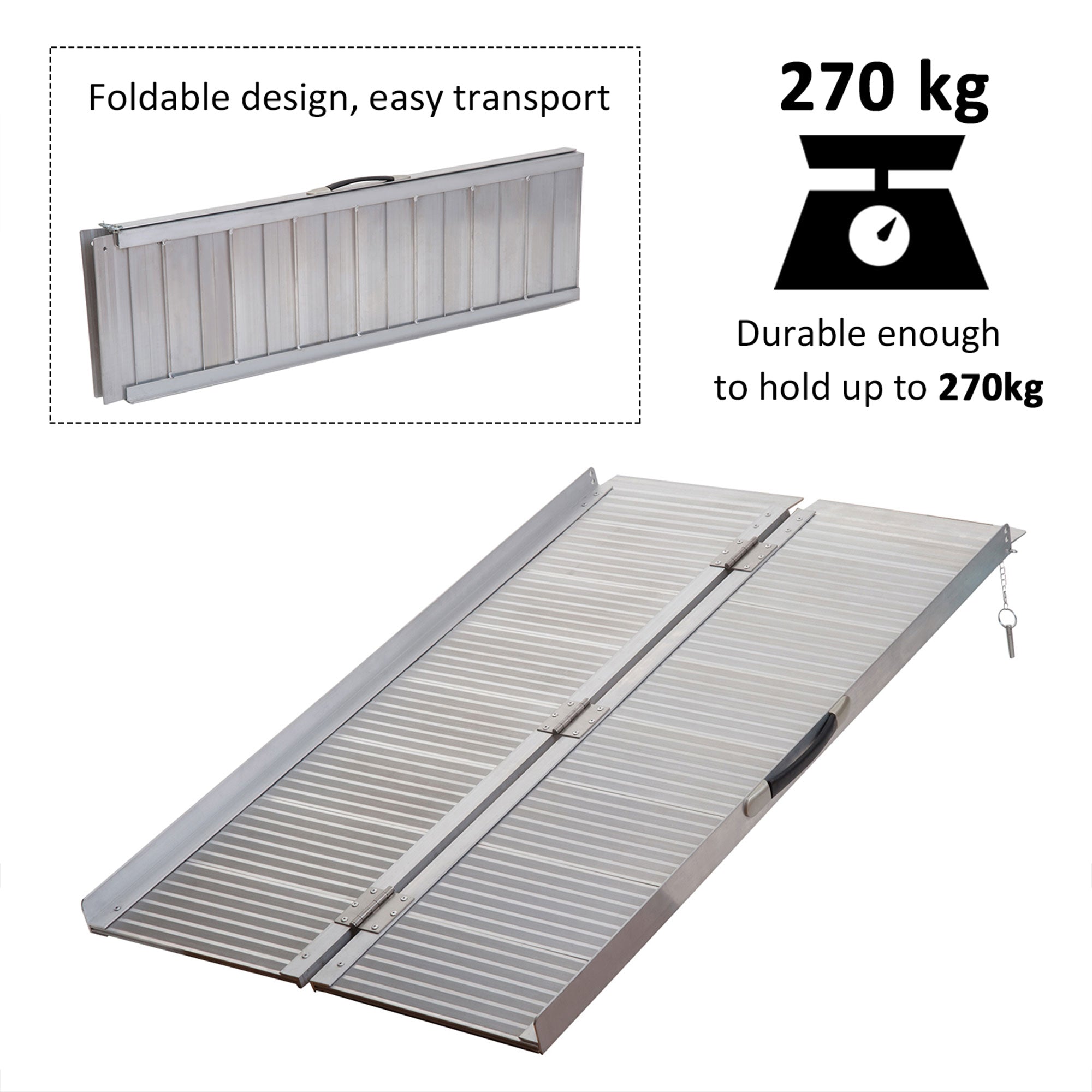 4ft Textured Aluminum Folding Wheelchair Ramp, Portable Threshold Ramp, for Scooter Steps Home Stairs Doorways Knee Walker & Wheelchair Ramps   at Gallery Canada