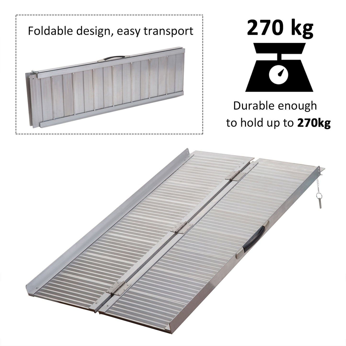 4ft Textured Aluminum Folding Wheelchair Ramp, Portable Threshold Ramp, for Scooter Steps Home Stairs Doorways - Gallery Canada