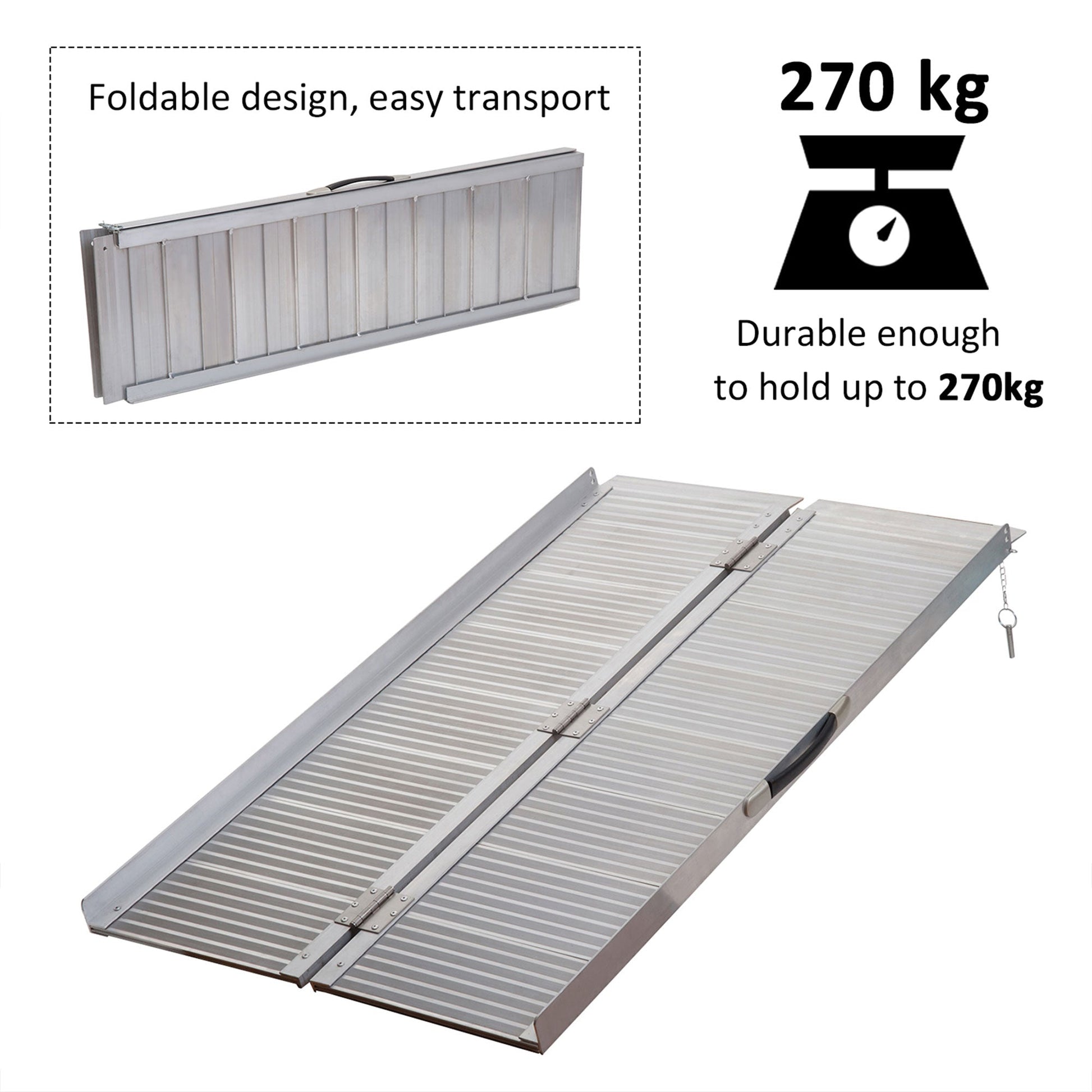 4ft Textured Aluminum Folding Wheelchair Ramp, Portable Threshold Ramp, for Scooter Steps Home Stairs Doorways Knee Walker & Wheelchair Ramps   at Gallery Canada