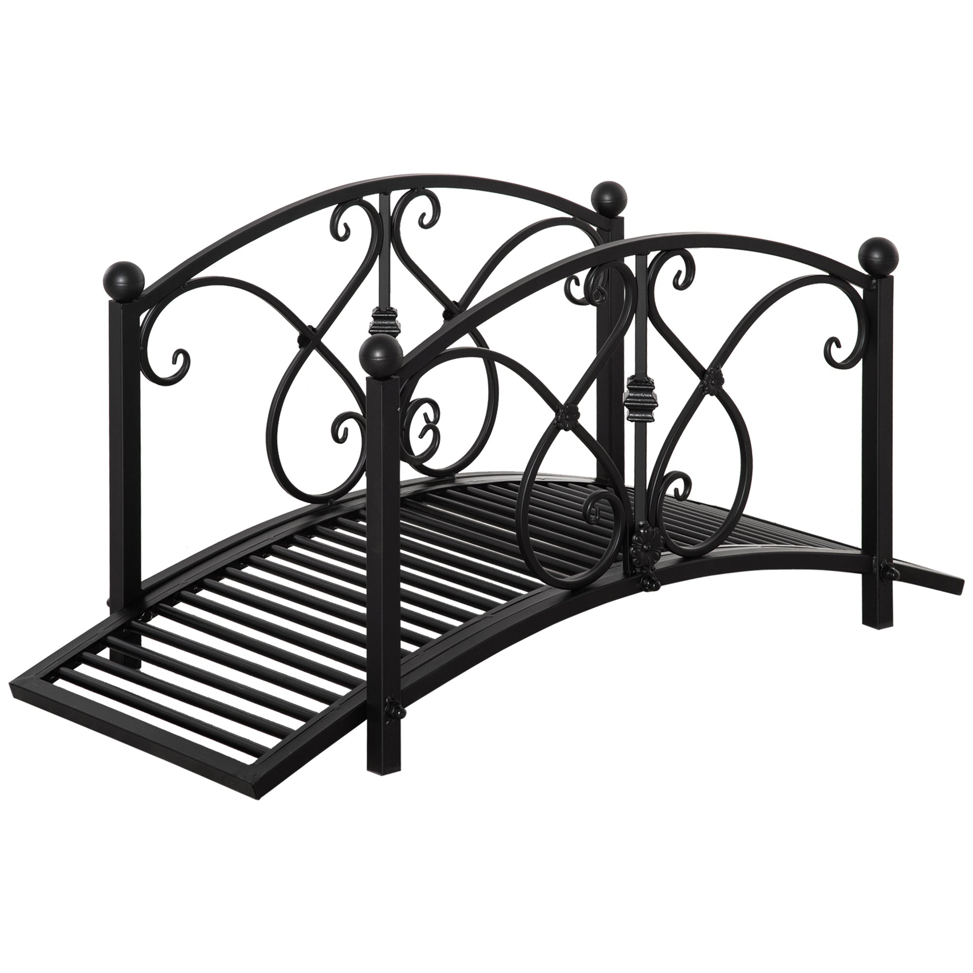 Garden Bridge 3.3FT, Decorative Classic Backyard Pond Bridge with Safety Railings Black Garden Decor at Gallery Canada