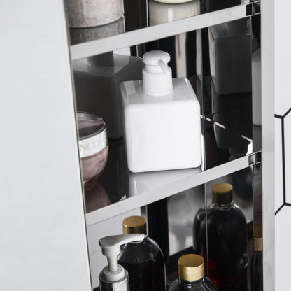 Wall-Mounted Mirror Cabinet, Bathroom Medicine Cabinet with Mirror, Sliding Door and 3-tier Storage Shelf, Stainless Steel Frame, Silver Mirror Medicine Cabinets   at Gallery Canada