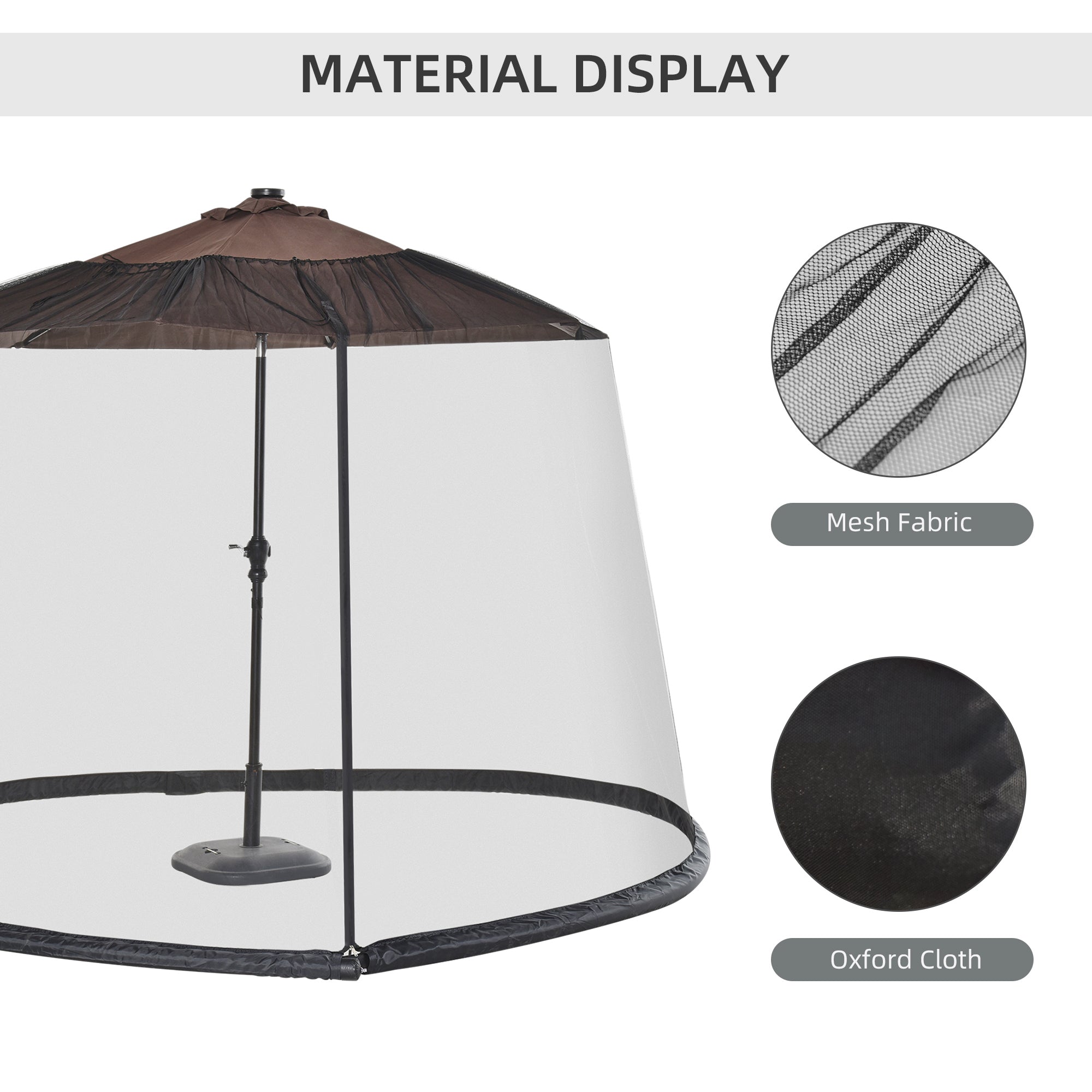 Outdoor Patio 7.5ft Umbrella Table Screen Mosquito Bug Net, Garden Large Umbrella Cover Netting with Zippered Door, Black (Mosquito Netting ONLY) Gazebo Sidewalls at Gallery Canada