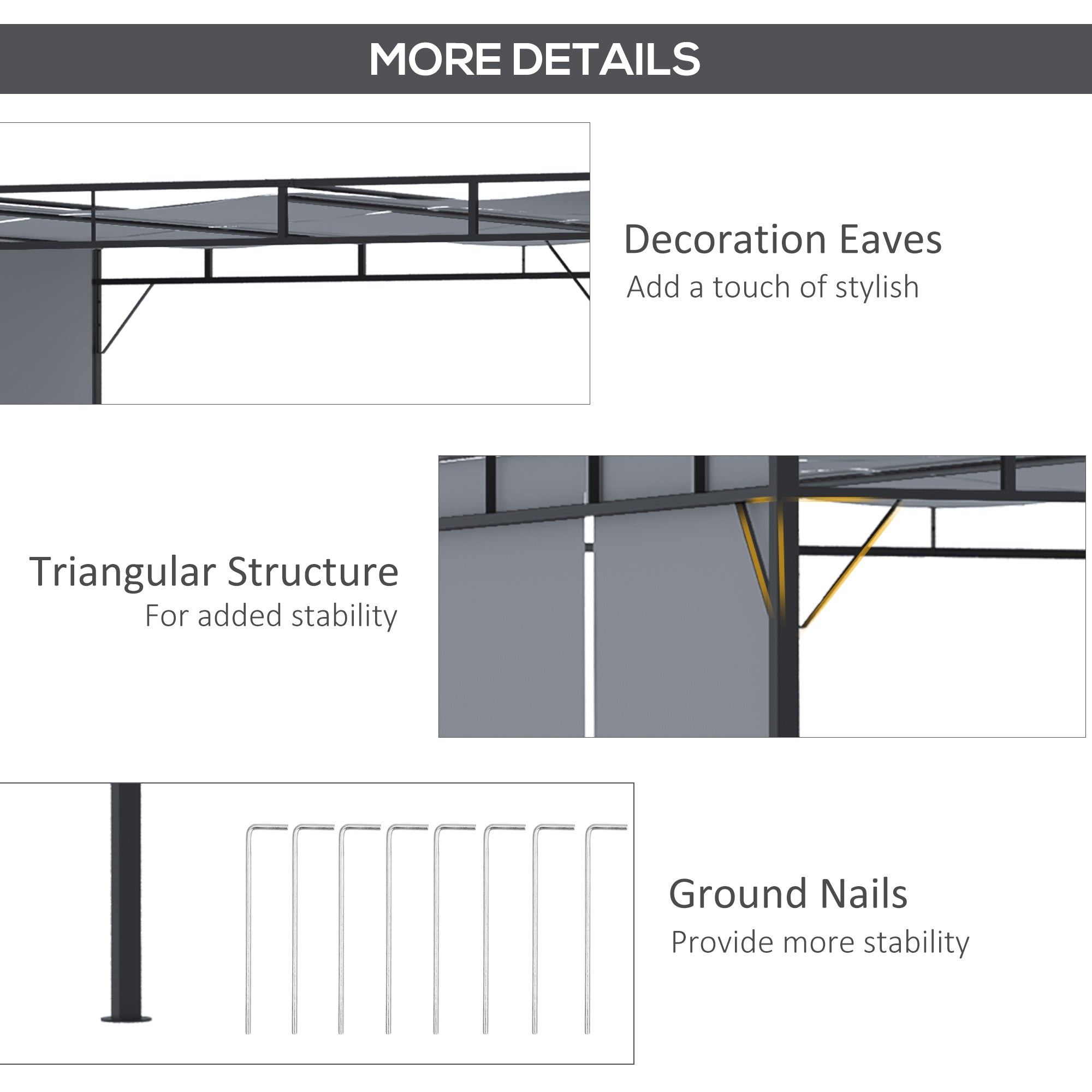 10' x 10' Retractable Pergola Canopy, Patio Gazebo Sun Shelter with Steel Frame for Garden, Lawn, Backyard and Deck, Dark Grey Pergolas at Gallery Canada