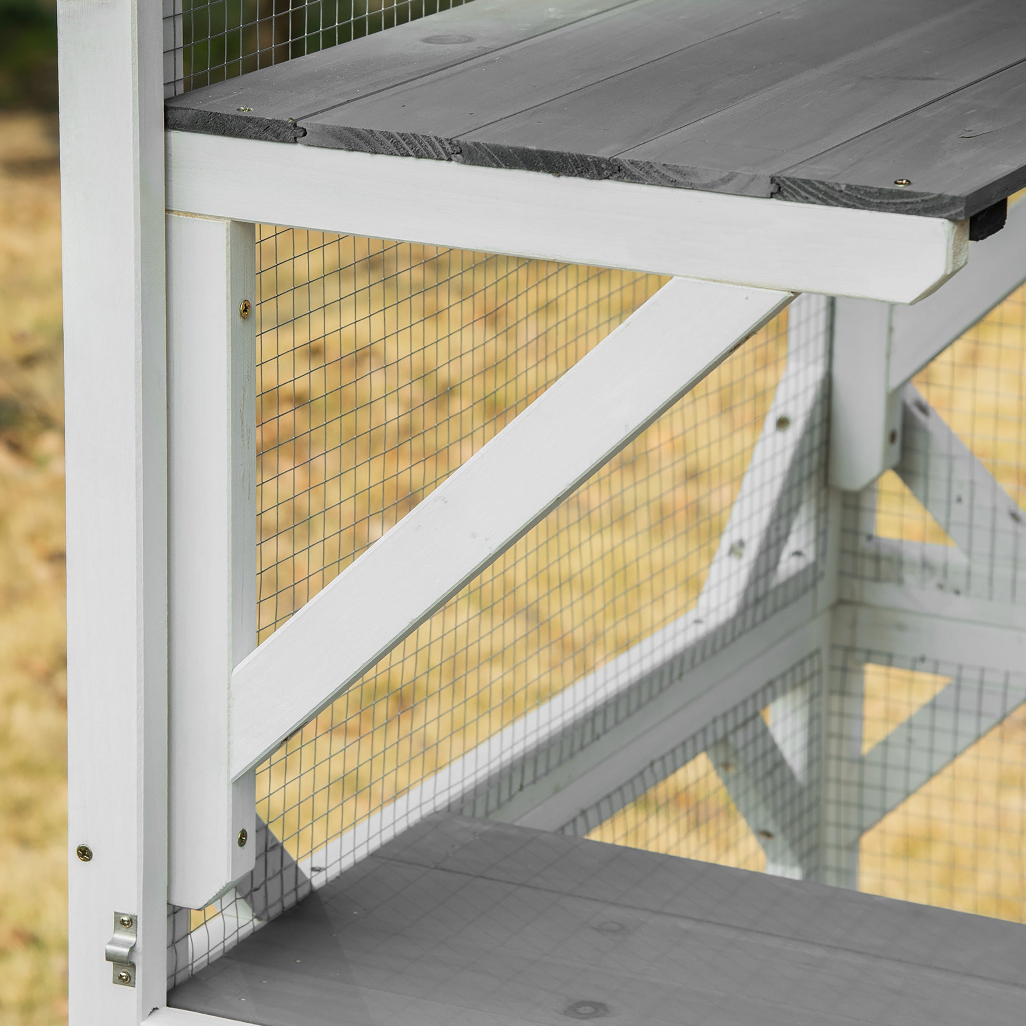 Catio Outdoor, Elevated Design, with Wheels, Resting Box, Water-Resistant, Multi Platforms, White &; Grey Outdoor Cat Enclosures at Gallery Canada