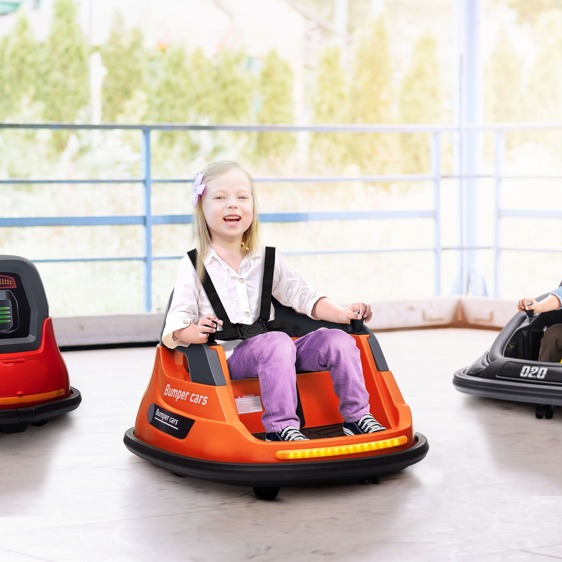 Bumper Car 12V 360° Rotation Electric Car for Kids, with Remote, Safety Belt, Lights, Music, for 1.5-5 Years Old, Orange Electric Toy Cars   at Gallery Canada