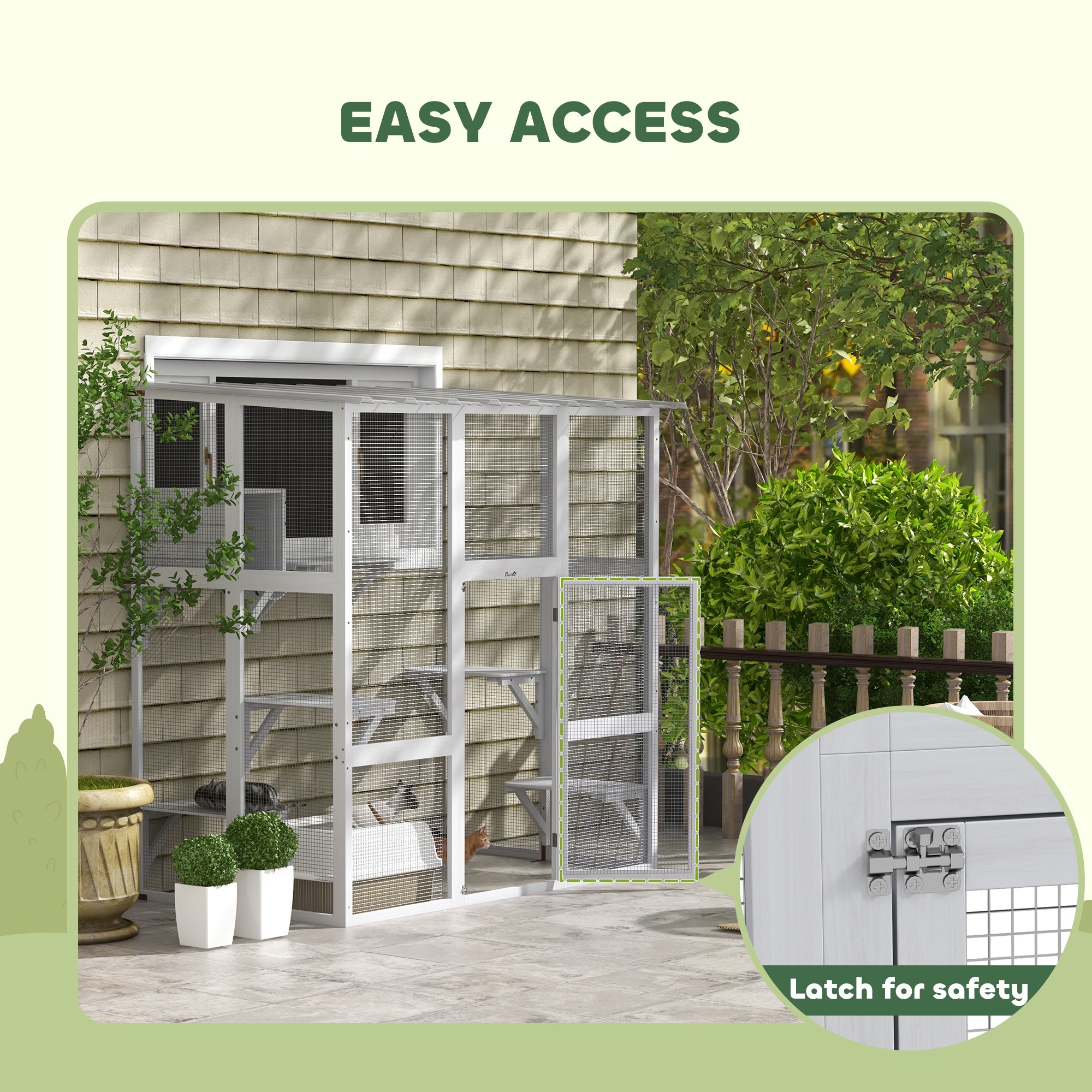 Outdoor Cat Enclosure Window Box with Weatherproof Roof, Bridge, Resting Box, Platforms, for 2 Kittens, White Outdoor Cat Enclosures at Gallery Canada