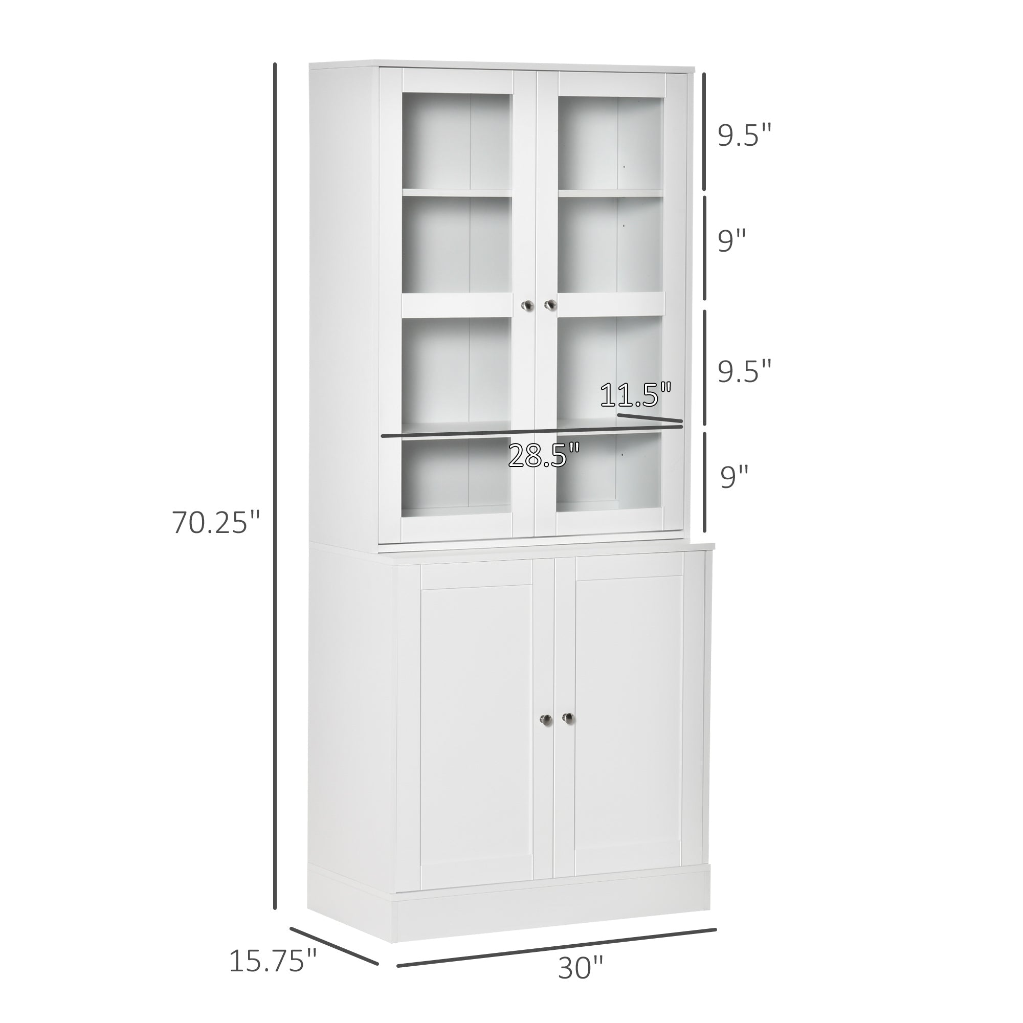 Bookcase Storage Cabinet with Doors, Modern Tall Bookshelf with 2 Adjustable Shelves, Display Unit for Study, Living Room, Office, White White Bookshelves   at Gallery Canada