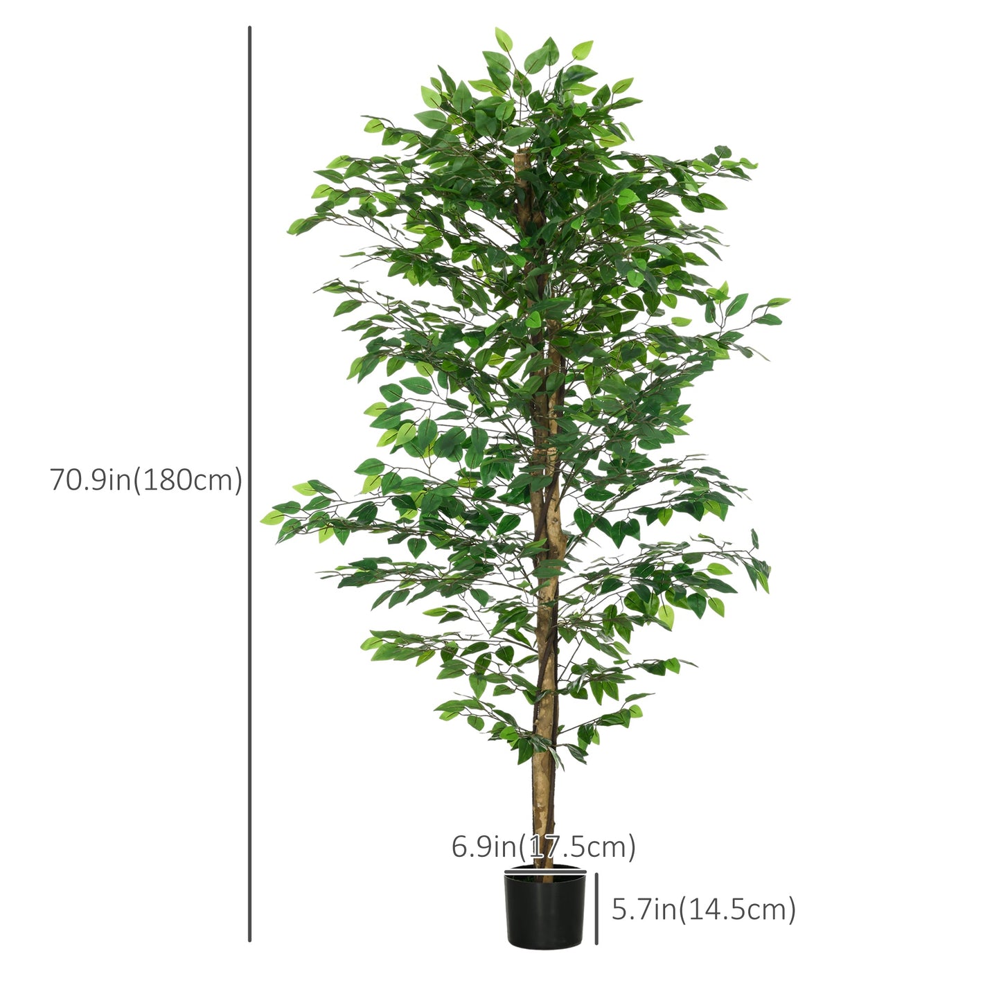 Set of 2 6ft Artificial Trees Ficus, Indoor Outdoor Fake Plants with Pot, for Home Decor Artificial Trees   at Gallery Canada