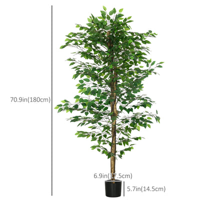 Set of 2 6ft Artificial Trees Ficus, Indoor Outdoor Fake Plants with Pot, for Home Decor Artificial Trees   at Gallery Canada