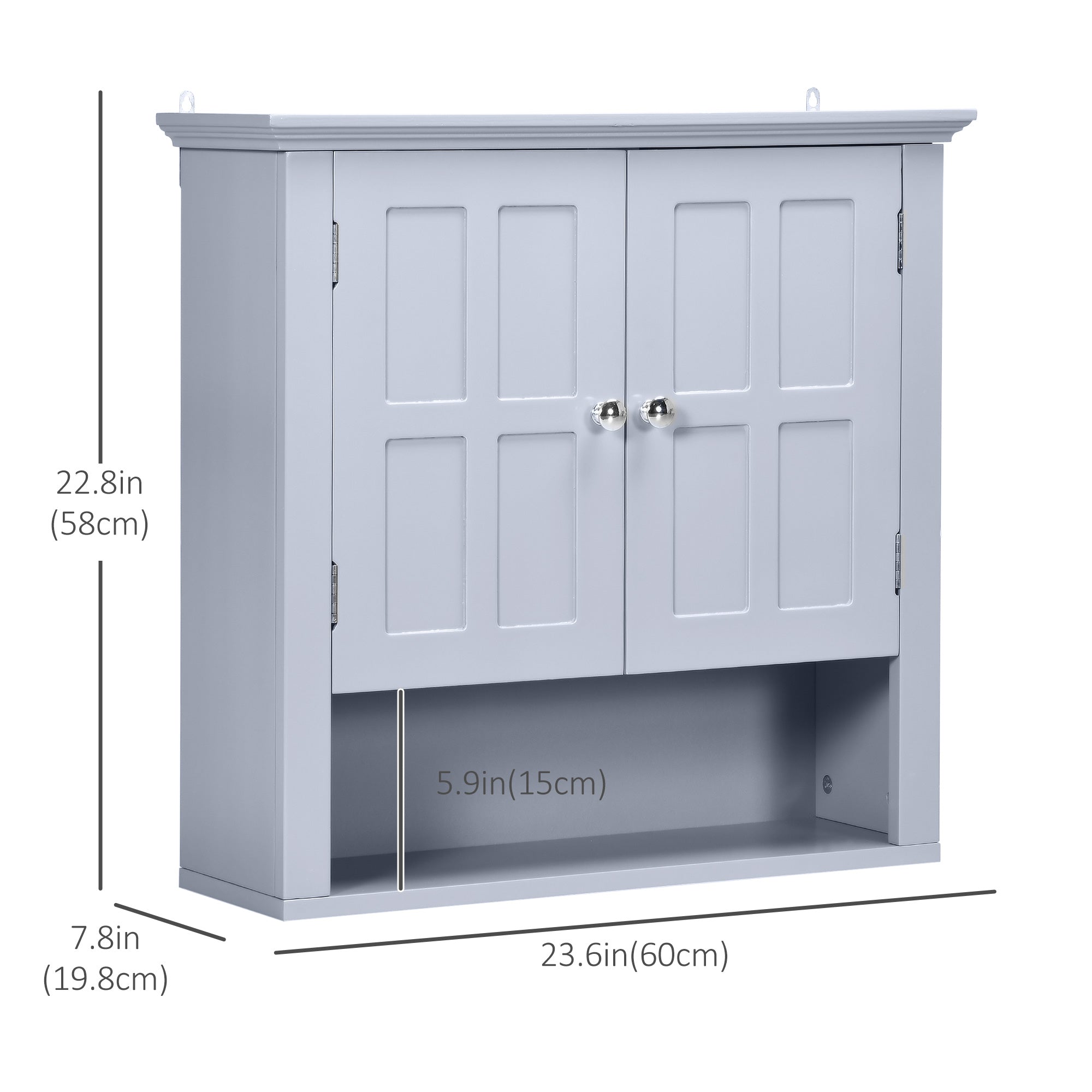 Bathroom Wall Cabinet, Medicine Cabinet, Over Toilet Storage Cabinet with Adjustable Shelf and 2 Doors for Hallway, Living Room, Gray Wall Mounted Cabinets at Gallery Canada