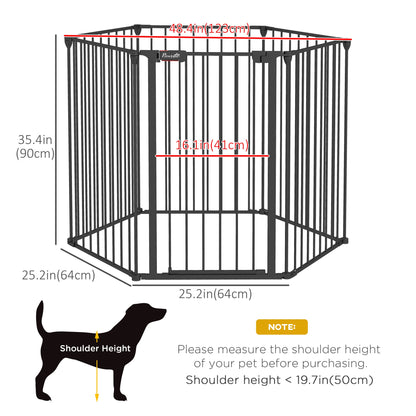 Adjustable 6-Panel Dog Playpen with Auto-Close Lock, Pet Door, 35"H, Black Houses, Kennels & Pens Black  at Gallery Canada