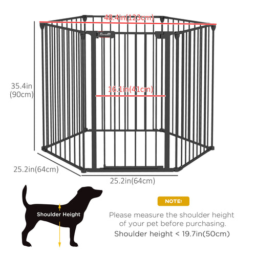 Adjustable 6-Panel Dog Playpen with Auto-Close Lock, Pet Door, 35