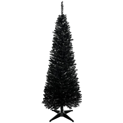 5FT Artificial Christmas Tree, Pencil Christmas Tree with Realistic Branches, Stable Stand, Black