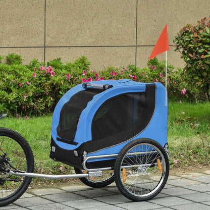 Dog Bike, Trailer Foldable Pet Cart, Bicycle Wagon, Cargo Carrier Attachment for Travelling w/ Safety Anchor, Blue Dog Bike Trailers & Strollers   at Gallery Canada