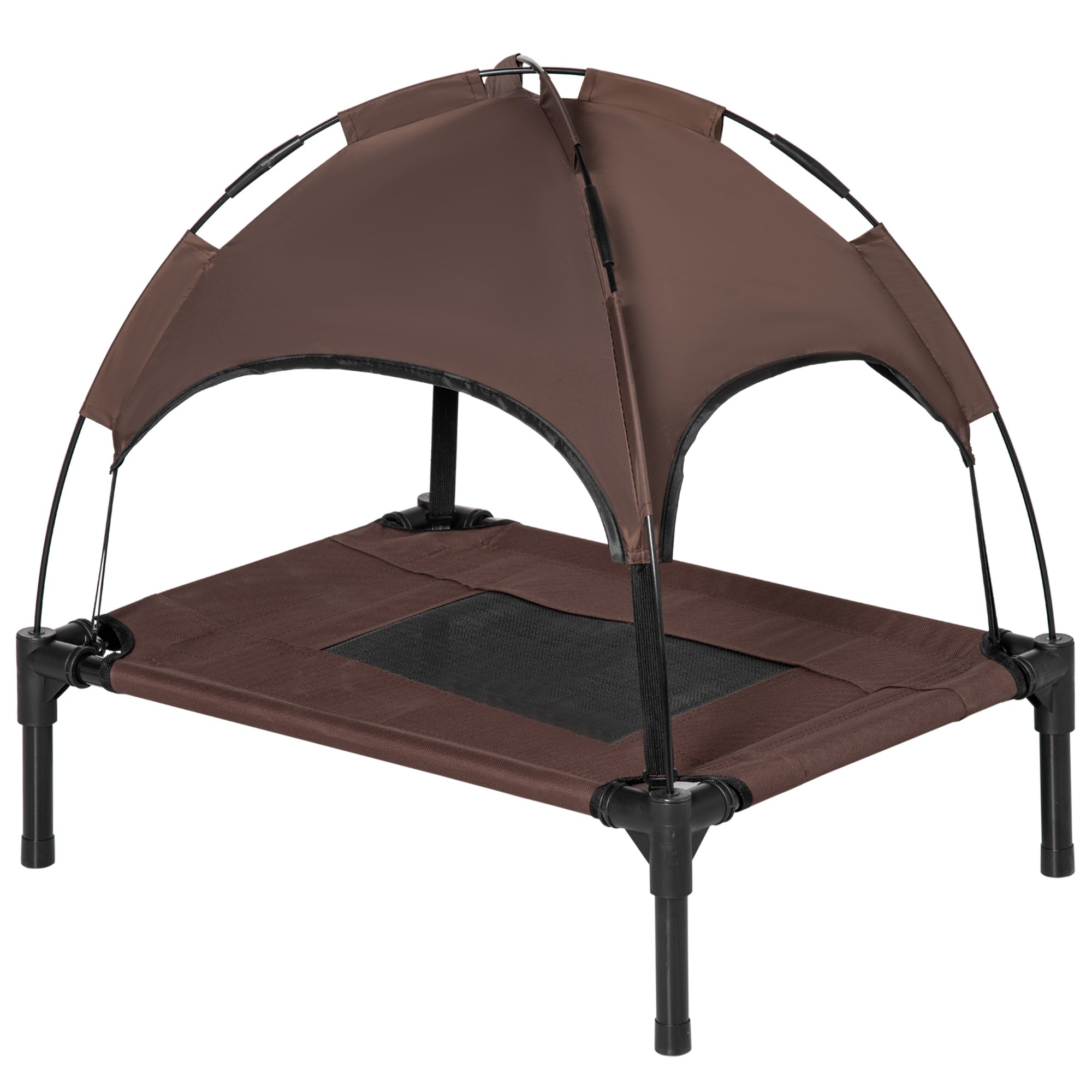 Elevated Cooling Pet Bed Portable Raised Dog Cot with Canopy for Small-Sized Dogs, Coffee Elevated Dog Beds Coffee and Black  at Gallery Canada