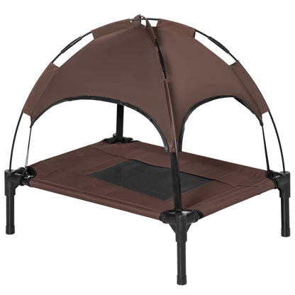 Elevated Cooling Pet Bed Portable Raised Dog Cot with Canopy for Small-Sized Dogs, Coffee Elevated Dog Beds Coffee and Black  at Gallery Canada