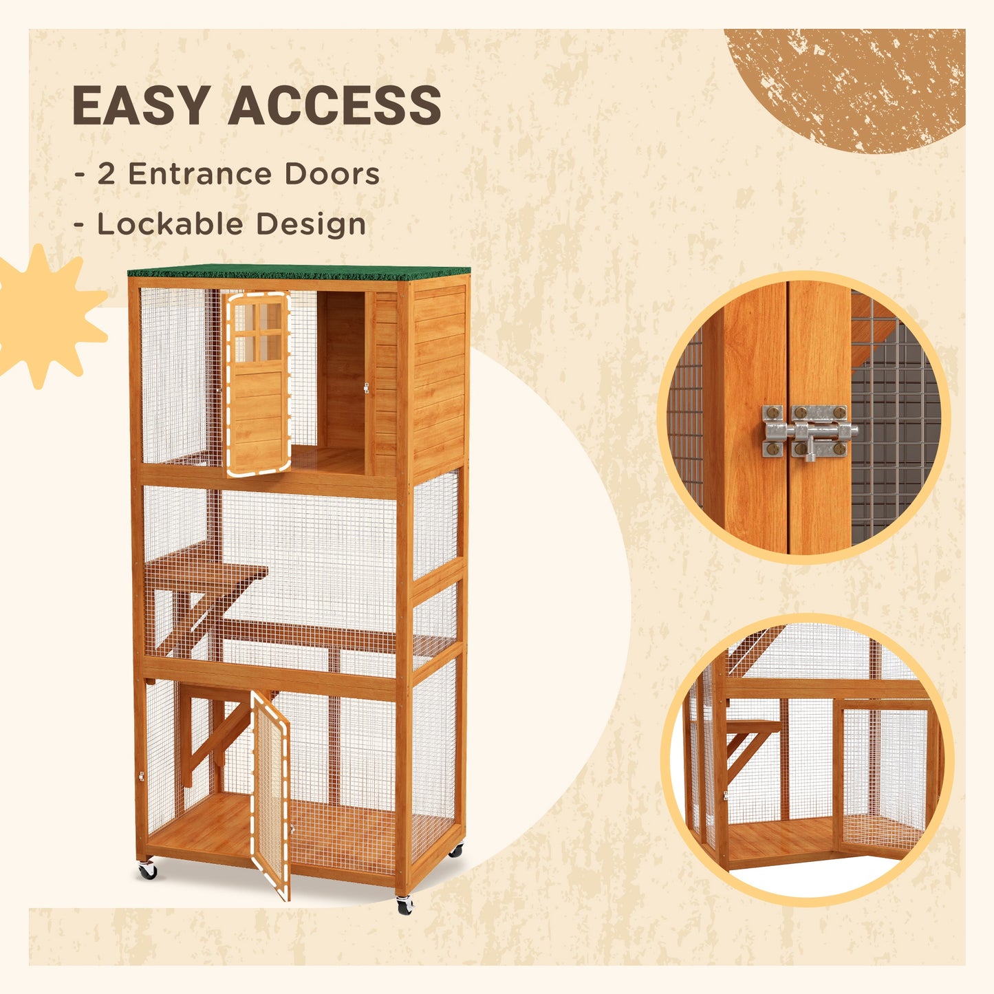 Large Catio Outdoor Wooden Cat House for 1-3 Kittens, Orange Outdoor Cat Enclosures   at Gallery Canada