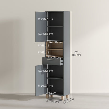 Tall Bathroom Storage Cabinet, Freestanding Bathroom Cabinet with Open Compartments, Double Doors and Drawer Bathroom Cabinets   at Gallery Canada