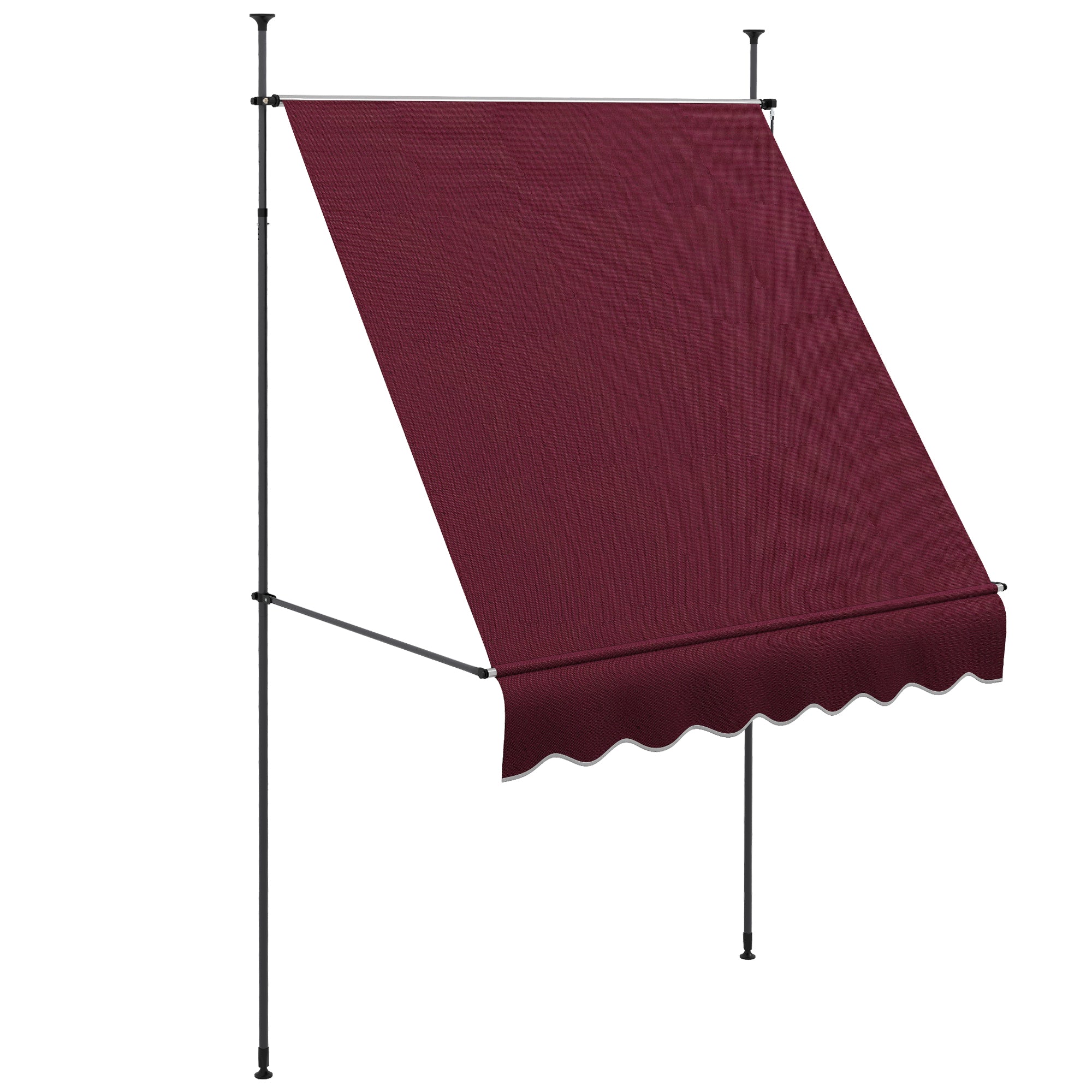 6.5' x 4' Manual Retractable Awning, Non-Screw Freestanding Patio Awning, UV Resistant, for Window or Door, Wine Red Patio Awnings at Gallery Canada