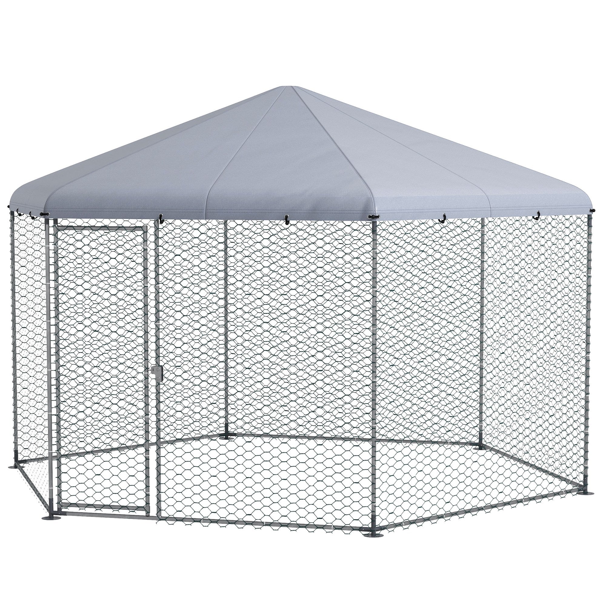 Chicken Coop with Cover for Outdoor Backyard, Chicken Run for 10-15 Chickens, Rabbits, Ducks, 13.1' x 11.4' Chicken Coops Silver at Gallery Canada