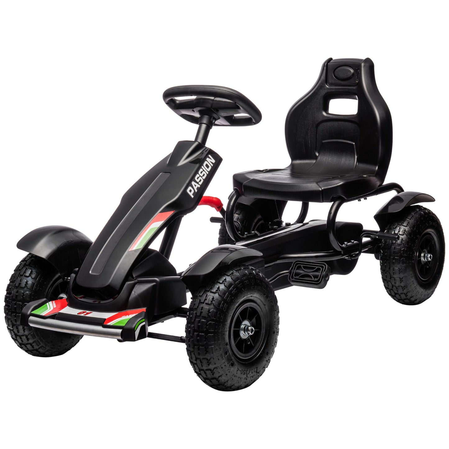 Pedal Go Kart for Kids, Pedal Car with Adjustable Bucket, Handbrake, 4 Rubber Wheels Powered Ride, Black Pedal Go Karts for Kids Black  at Gallery Canada