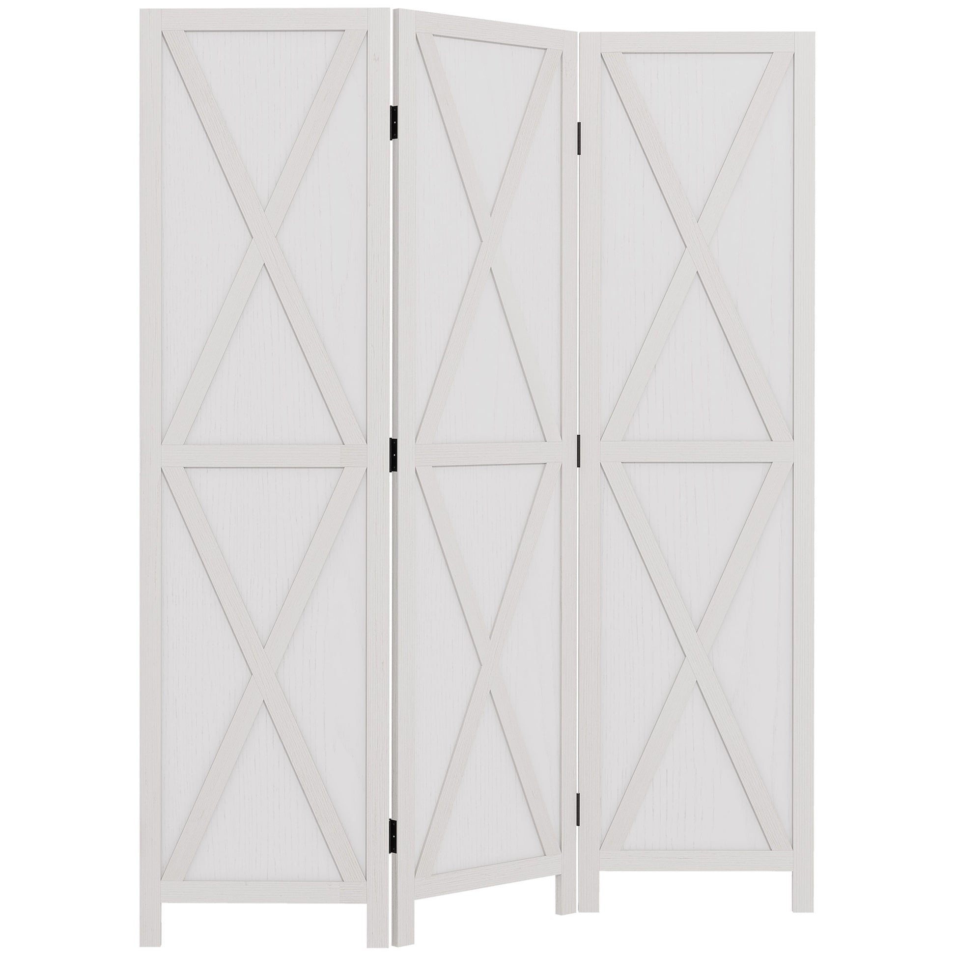 3-panel Wall Partition Farmhouse Room Separator with Foldable Design Wooden Frame 5.6FT, White Room Dividers at Gallery Canada